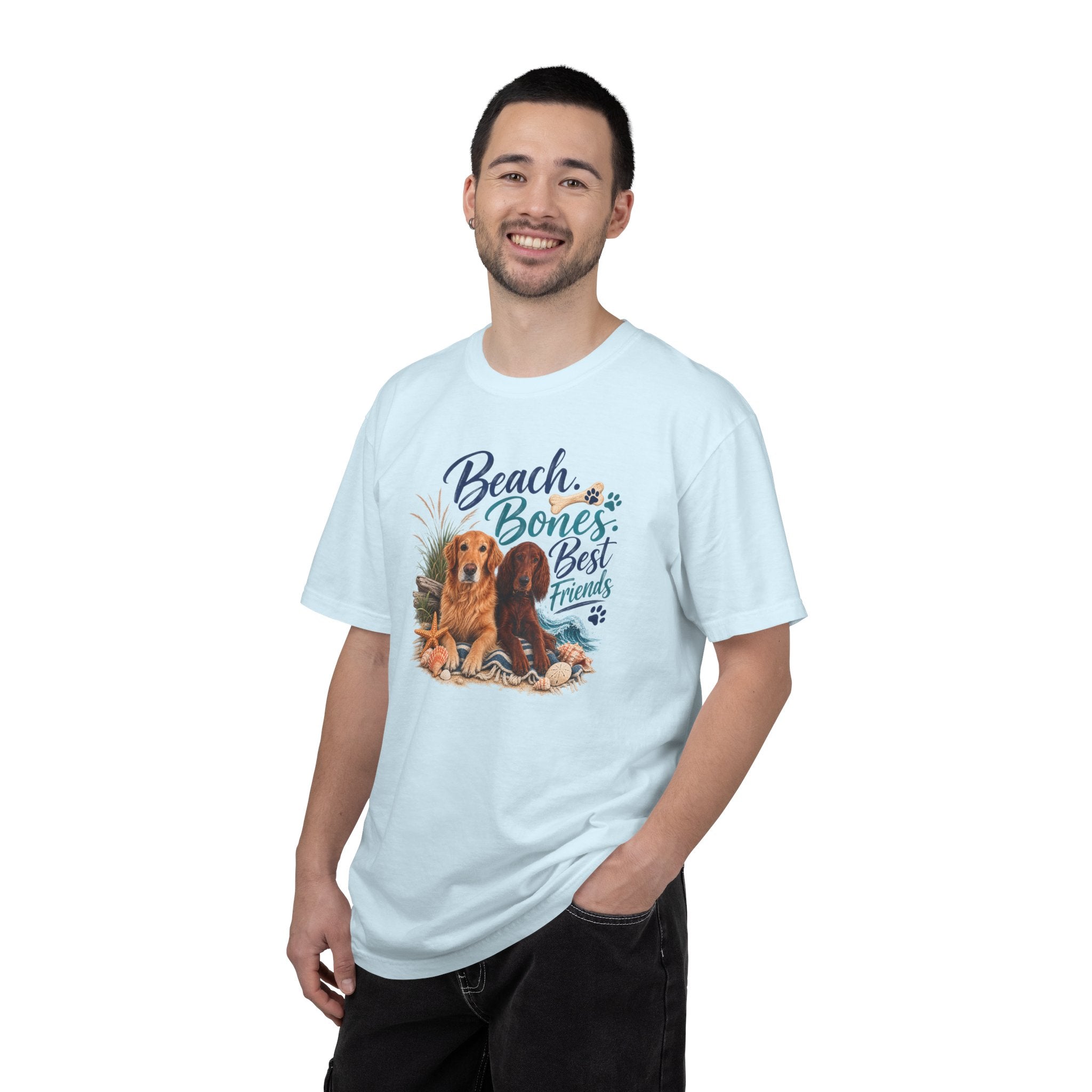 Beach Bones Best Friends Unisex Soft T-Shirt — Dog Lover Beach Tee