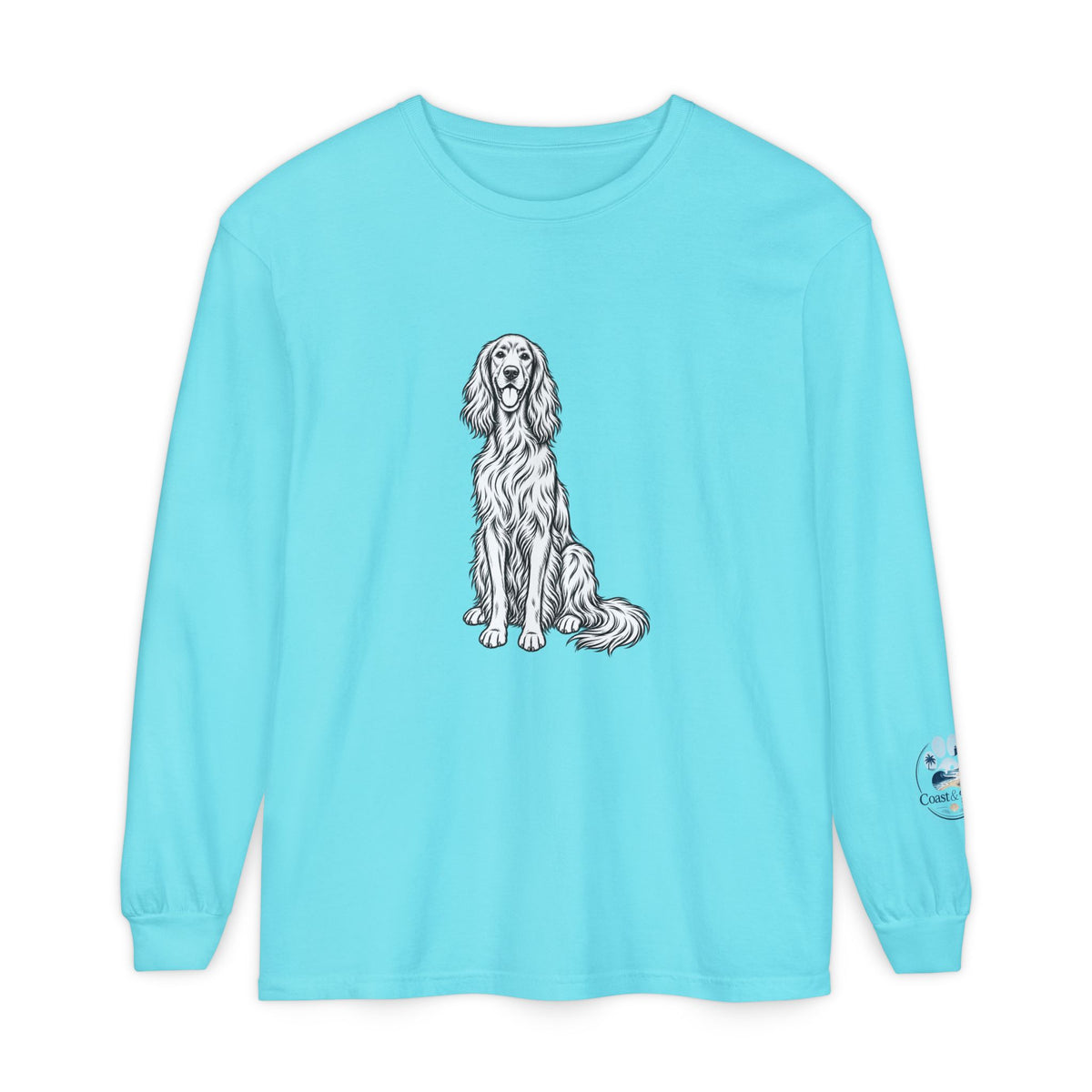 Irish Setter Unisex Long-Sleeve Tee with Coast & Paws logo on sleeve