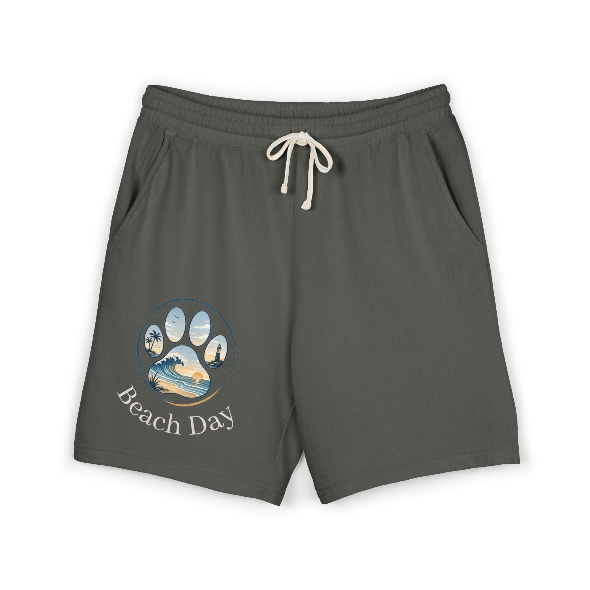 Beach Days Paw-Print Sweat Shorts — Lightweight Fleece Summer Lounge Shorts