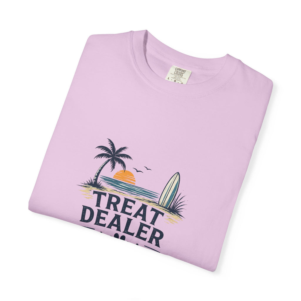 Treat Dealer Beach T-Shirt — Cute Dog Paw Surf Graphic