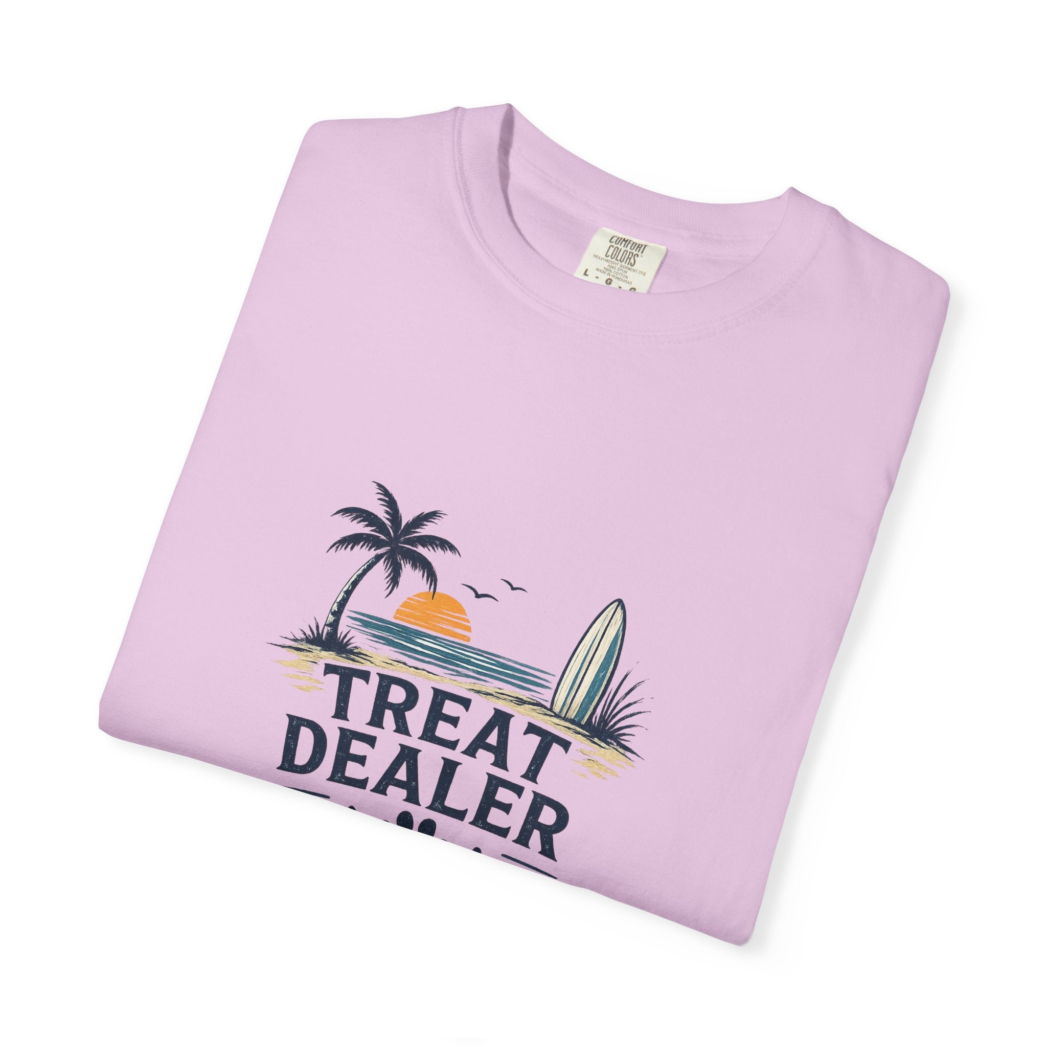 Treat Dealer Beach T-Shirt — Cute Dog Paw Surf Graphic