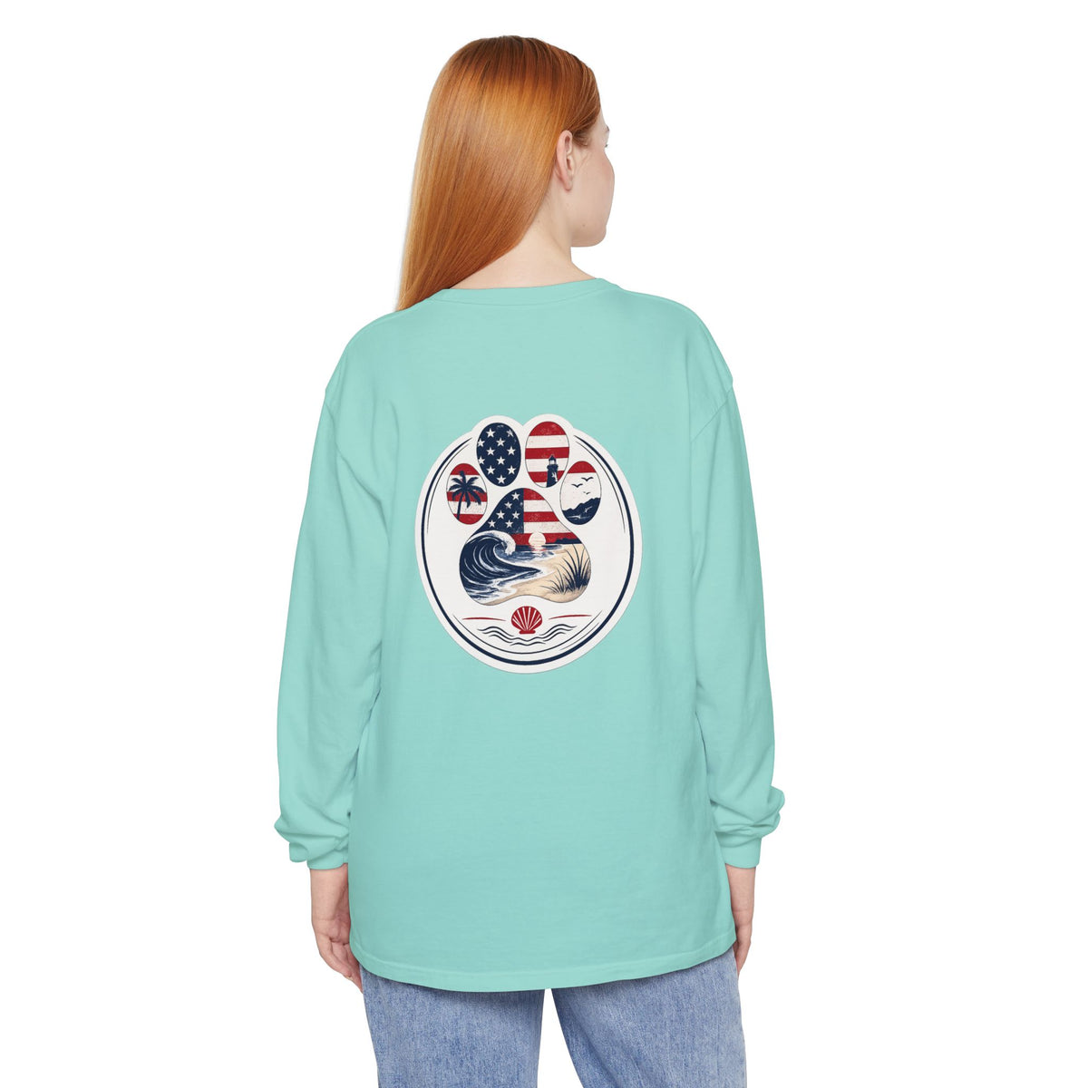 Patriotic Coast & Paws Signature Long Sleeve T‑Shirt