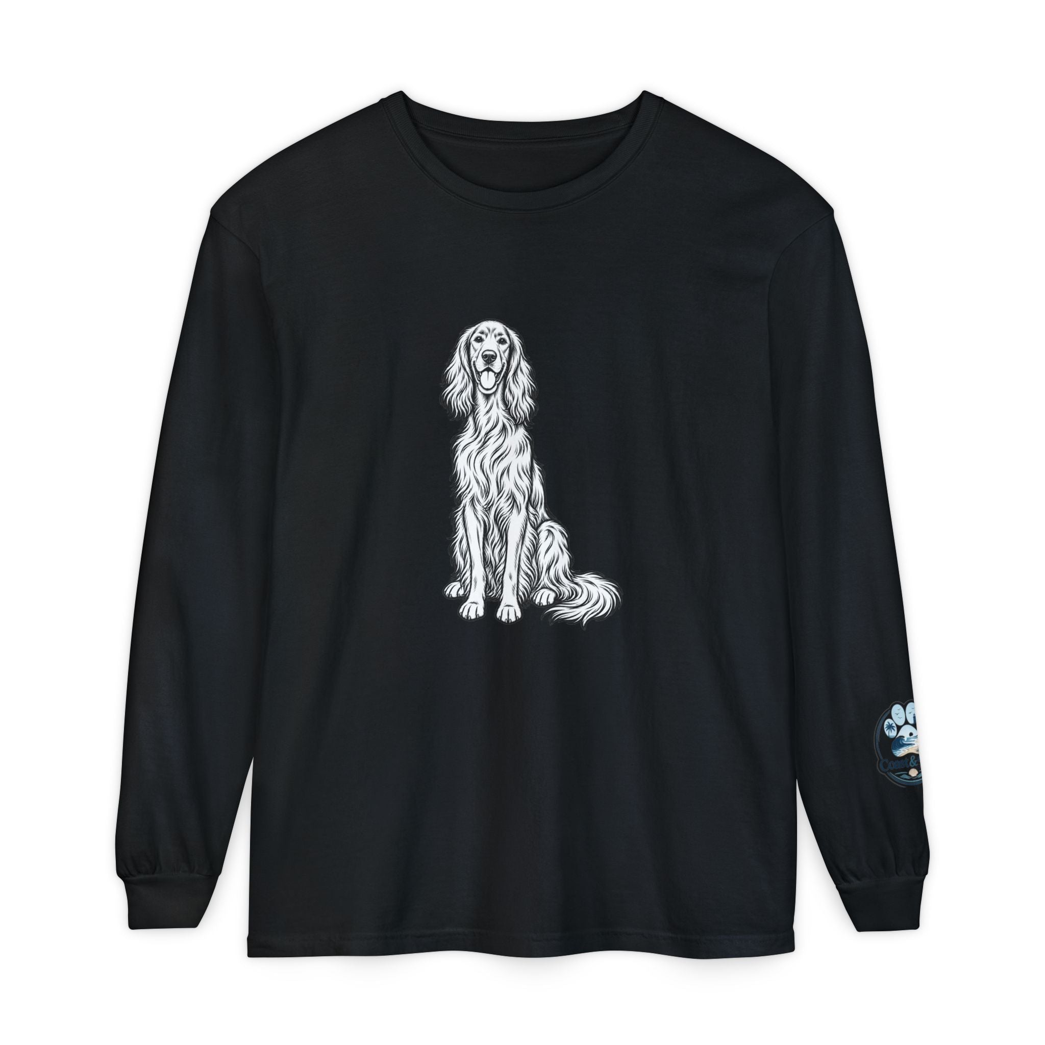 Irish Setter Unisex Long-Sleeve Tee with Coast & Paws logo on sleeve