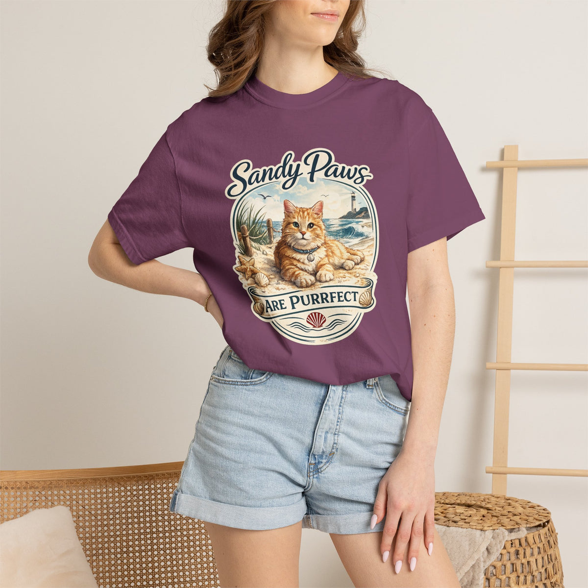 Sandy Paws Are Purrfect Beach Cat T-Shirt