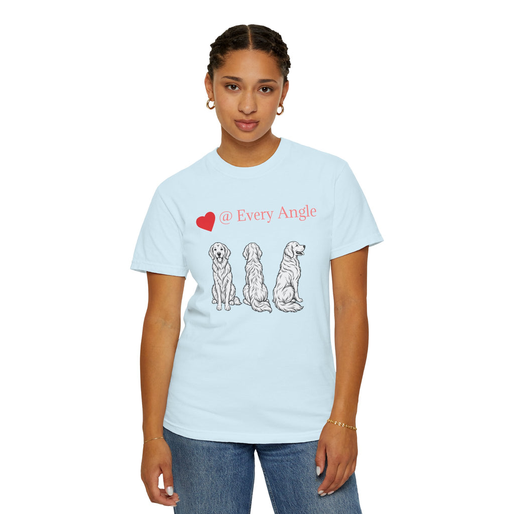 Golden Retriever Love T-Shirt — “@ Every Angle” Dog Portrait Tee - We can Customize with your dog breed