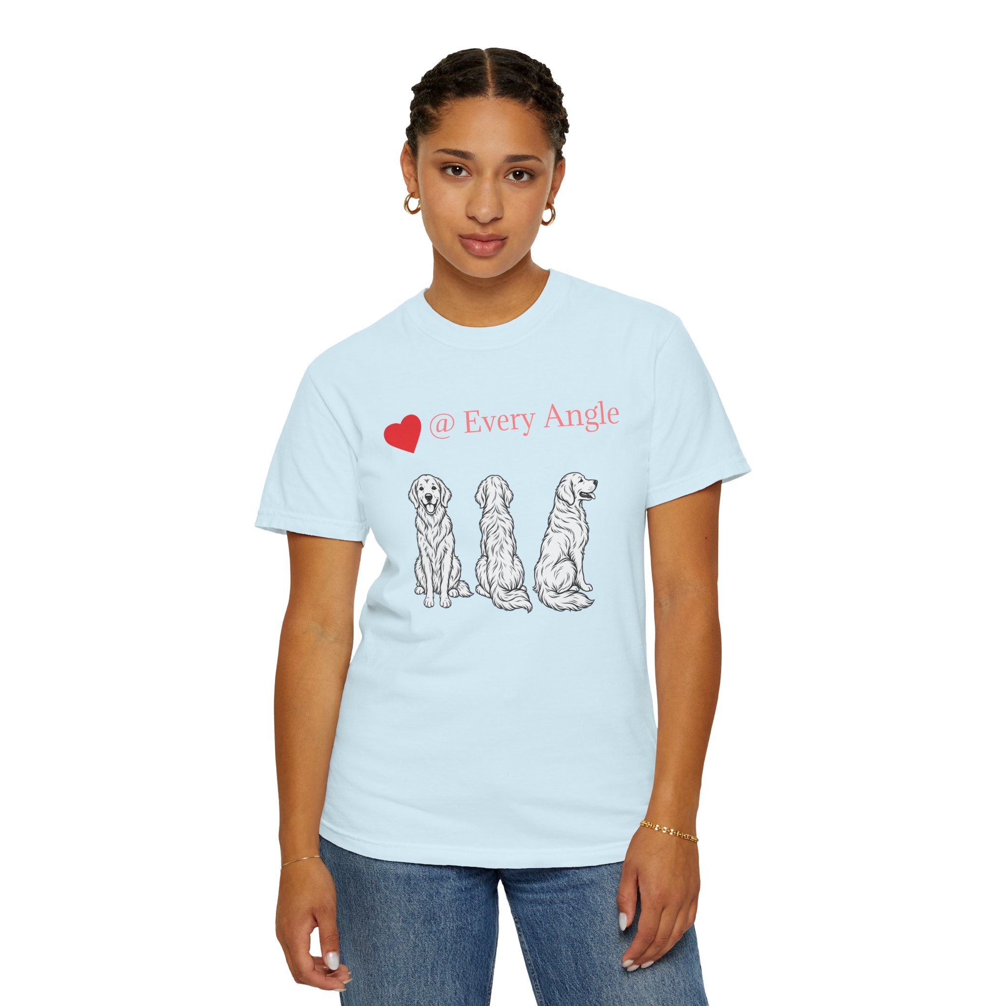 Golden Retriever Love T-Shirt — “@ Every Angle” Dog Portrait Tee - We can Customize with your dog breed