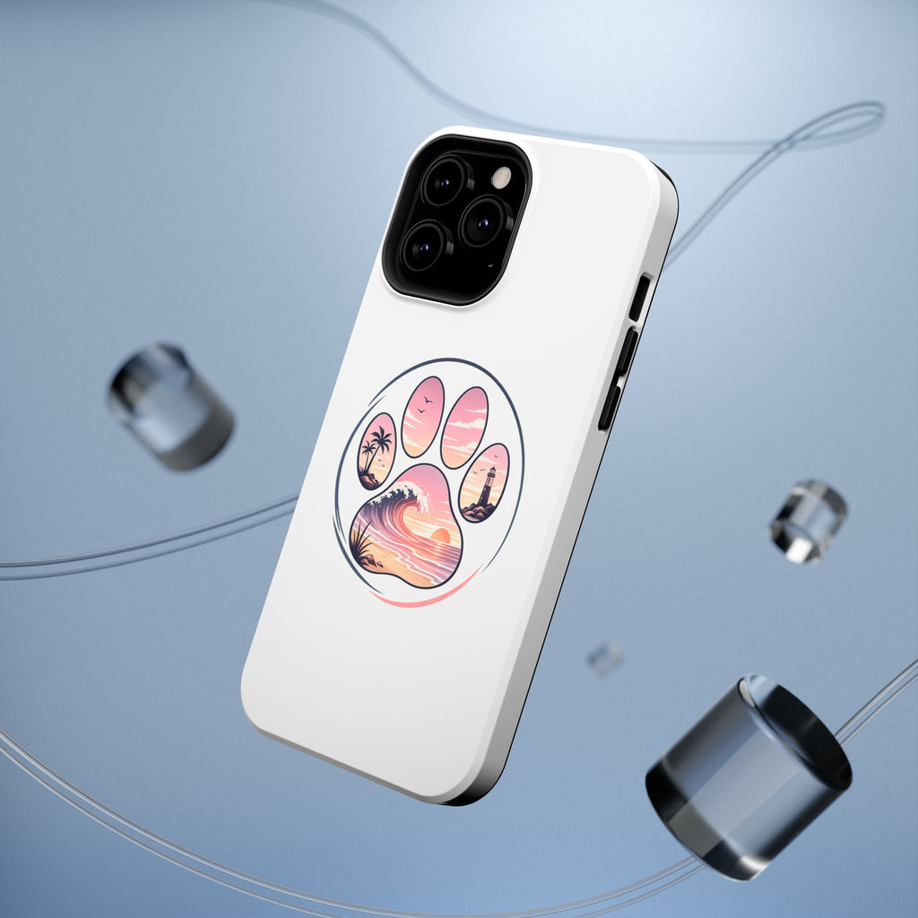 Beach Paw Phone Case — Impact-Resistant Tropical Paw Print iPhone Cover