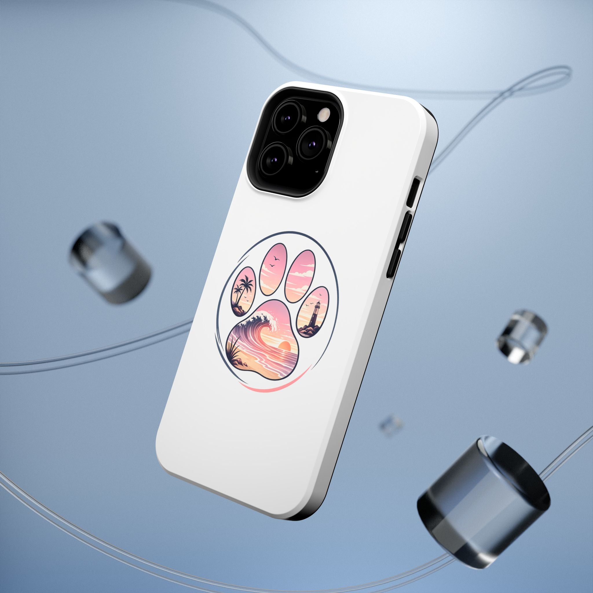 Beach Paw Phone Case — Impact-Resistant Tropical Paw Print iPhone Cover
