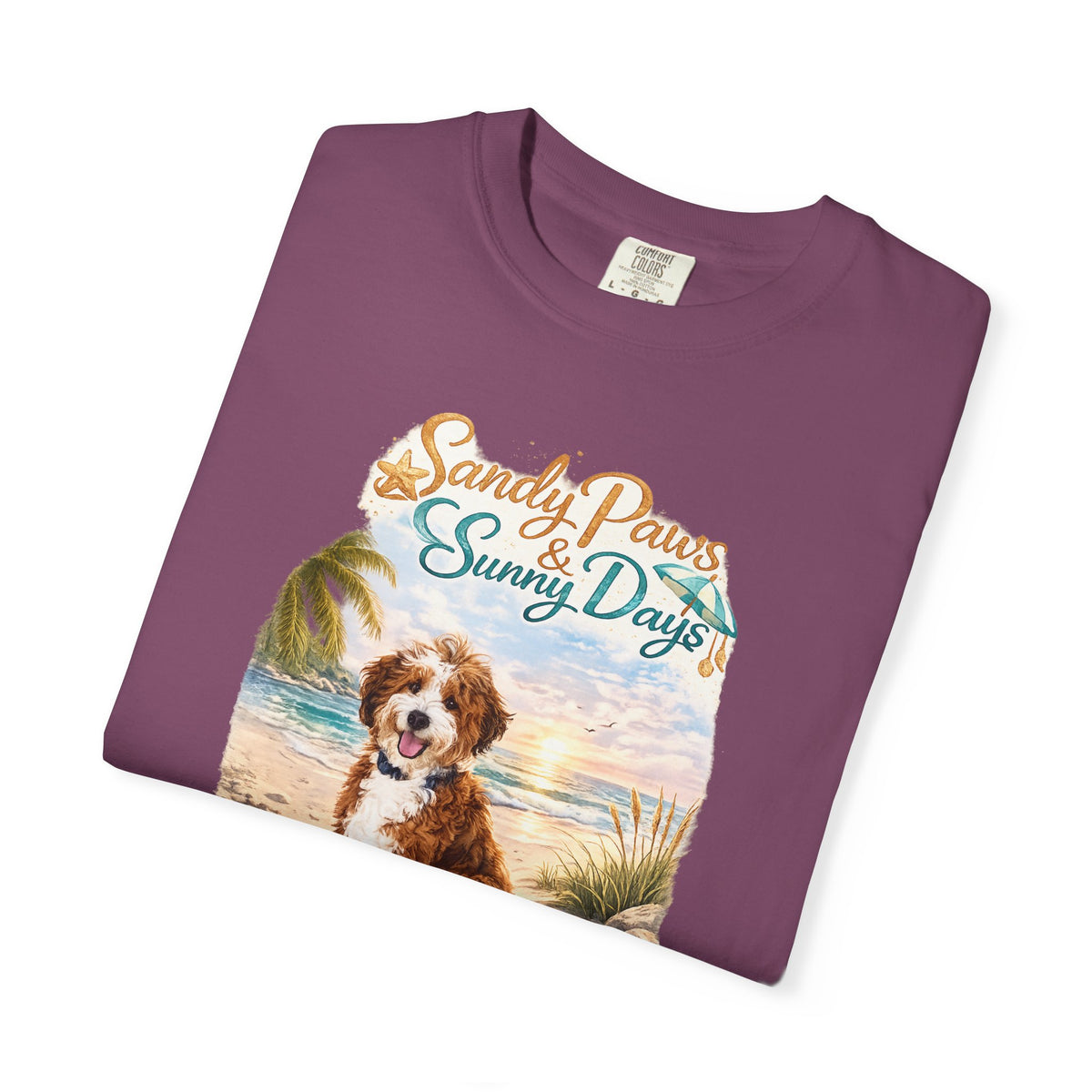 Sandy Paws Sunny Days T-Shirt — Unisex Comfort Colors Graphic Tee