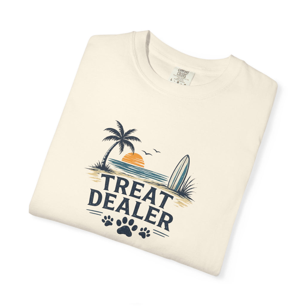 Treat Dealer Beach T-Shirt — Cute Dog Paw Surf Graphic
