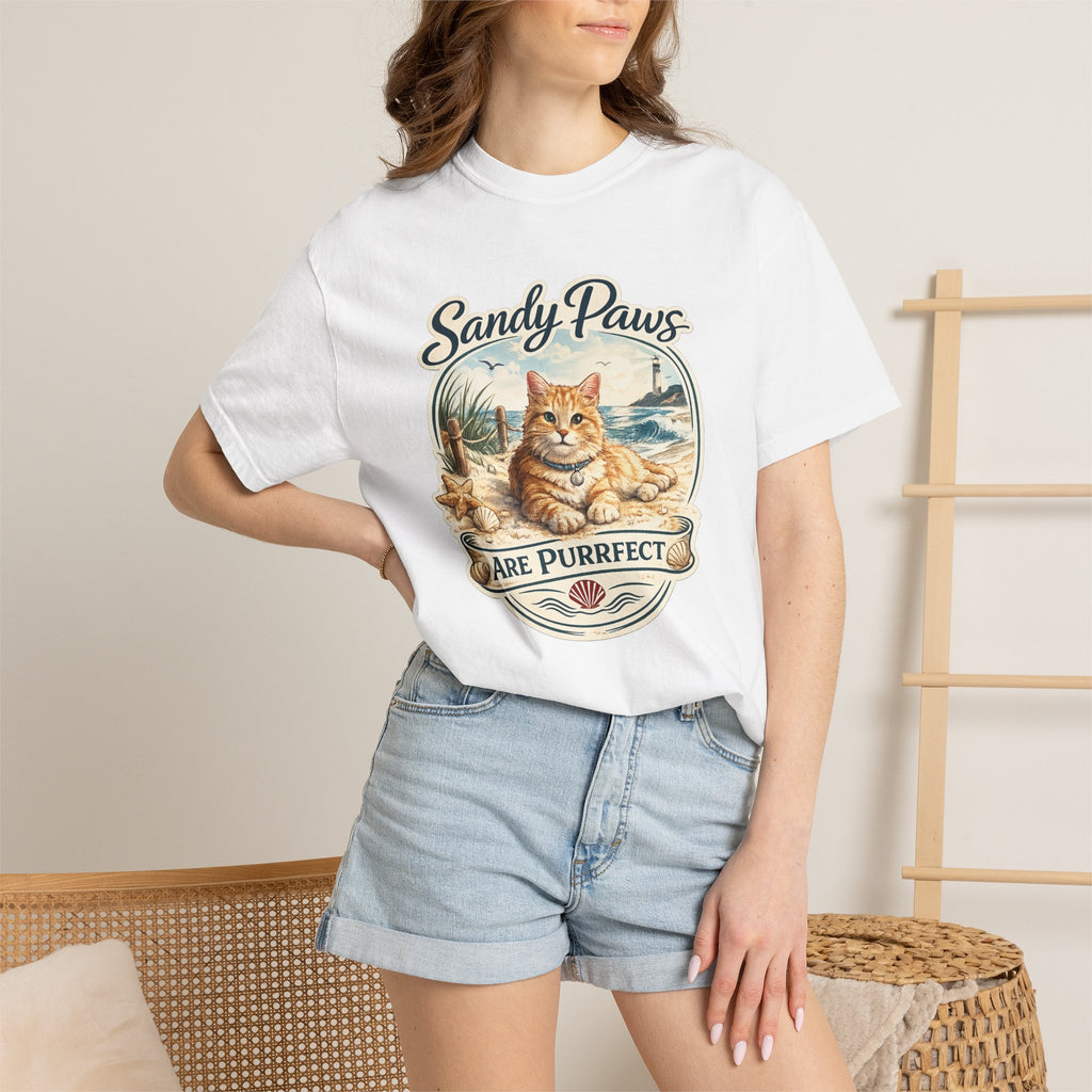 Sandy Paws Are Purrfect Beach Cat T-Shirt