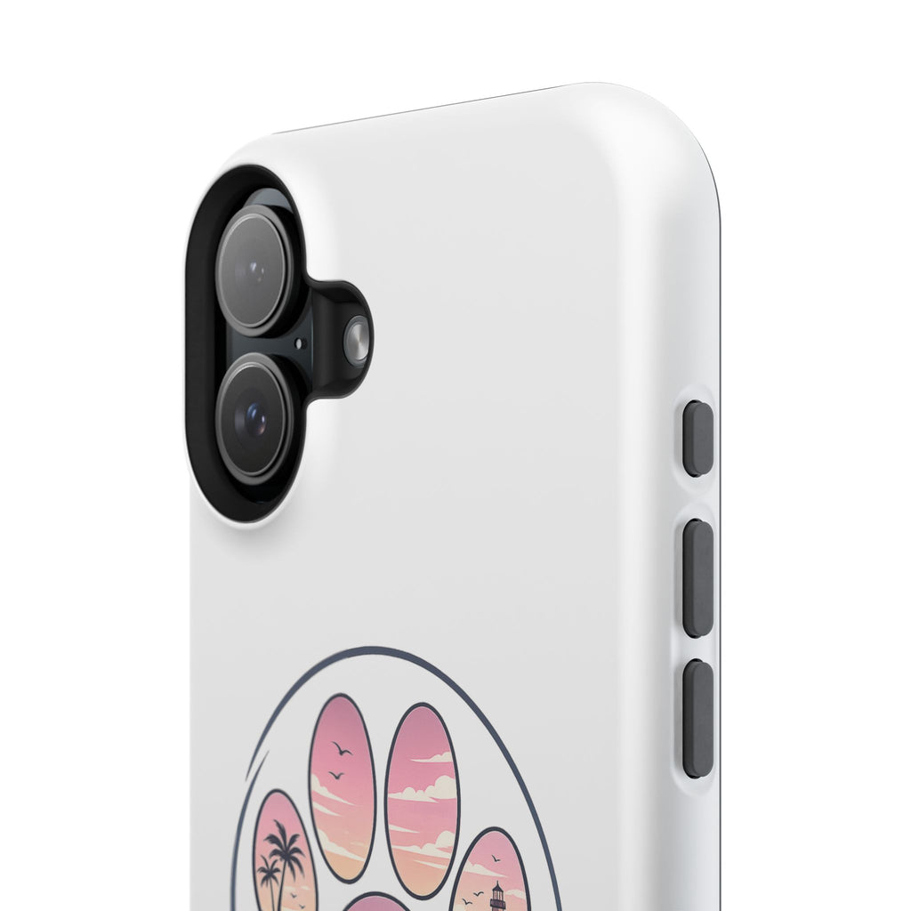 Beach Paw Phone Case — Impact-Resistant Tropical Paw Print iPhone Cover