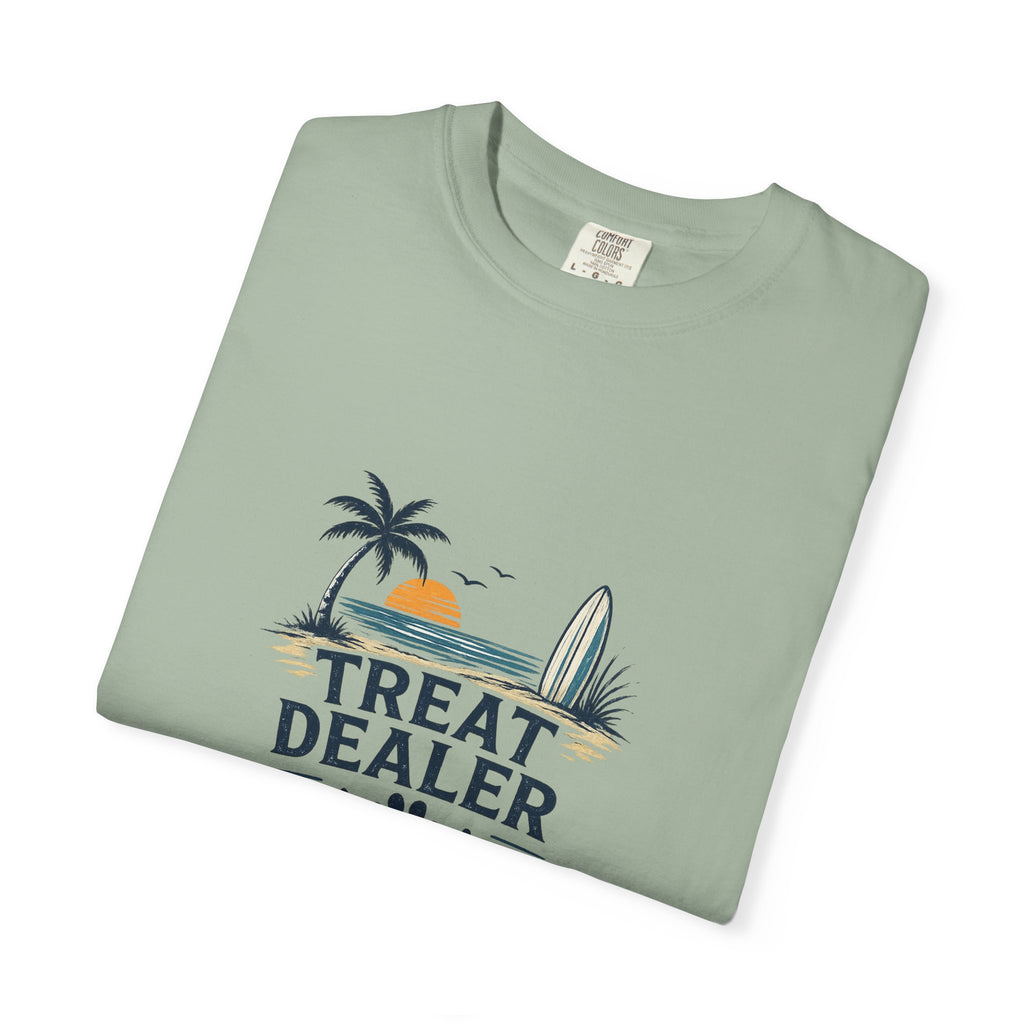 Treat Dealer Beach T-Shirt — Cute Dog Paw Surf Graphic