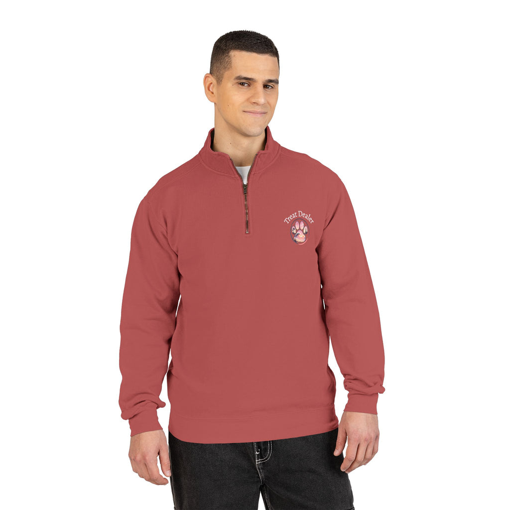 Quarter-Zip Sweatshirt — "Treat Dealer" Paw