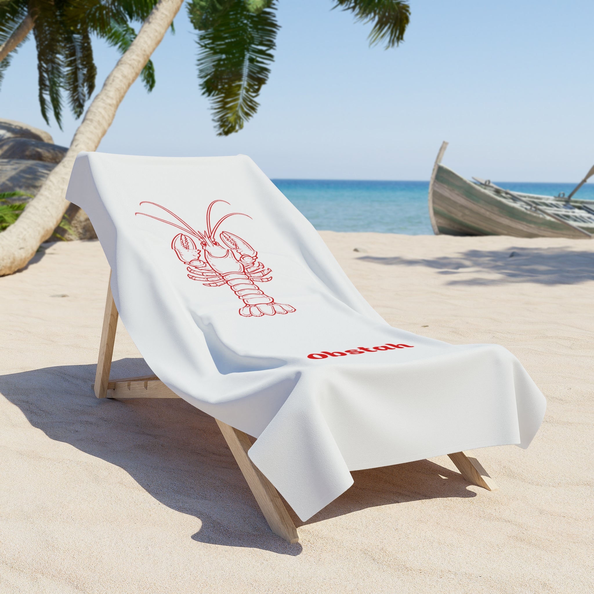 Lobstah Beach Towel — Red Lobster Graphic Coastal Towel