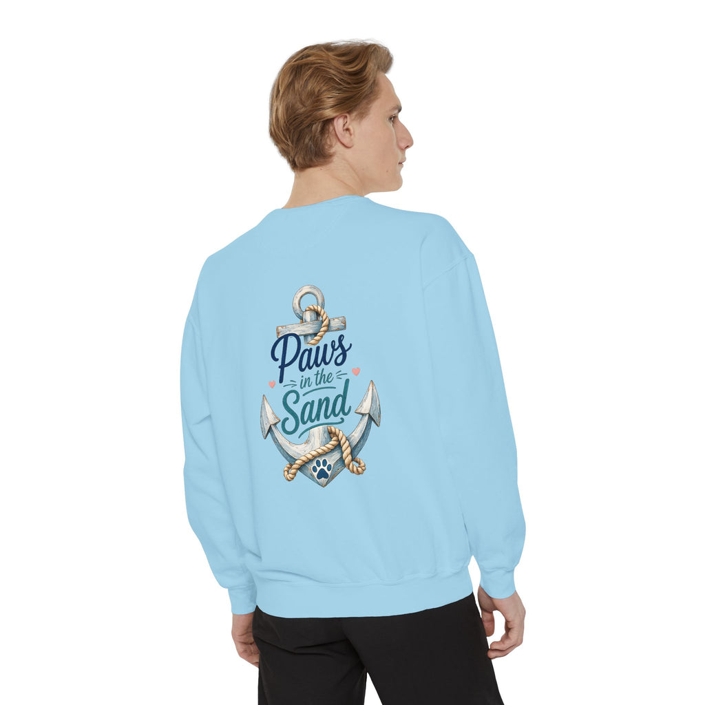 Paws in the Sand Sweatshirt | Anchor Paw Print Nautical Beach Design