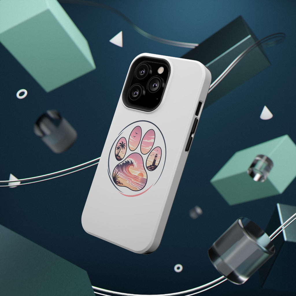 Beach Paw Phone Case — Impact-Resistant Tropical Paw Print iPhone Cover