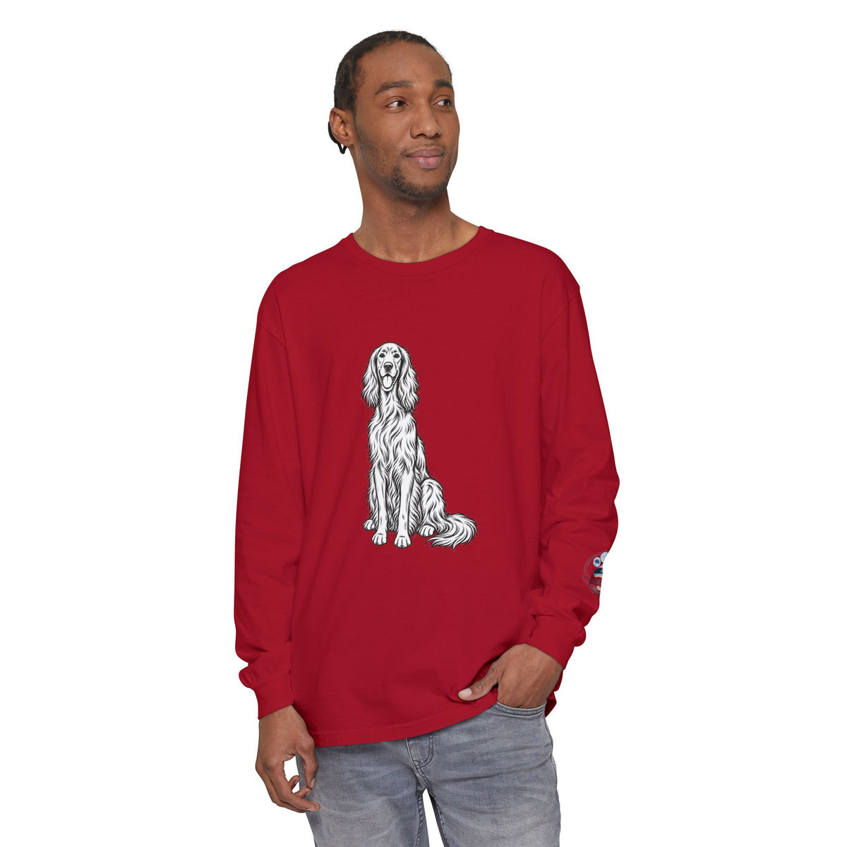 Irish Setter Unisex Long-Sleeve Tee with Coast & Paws logo on sleeve