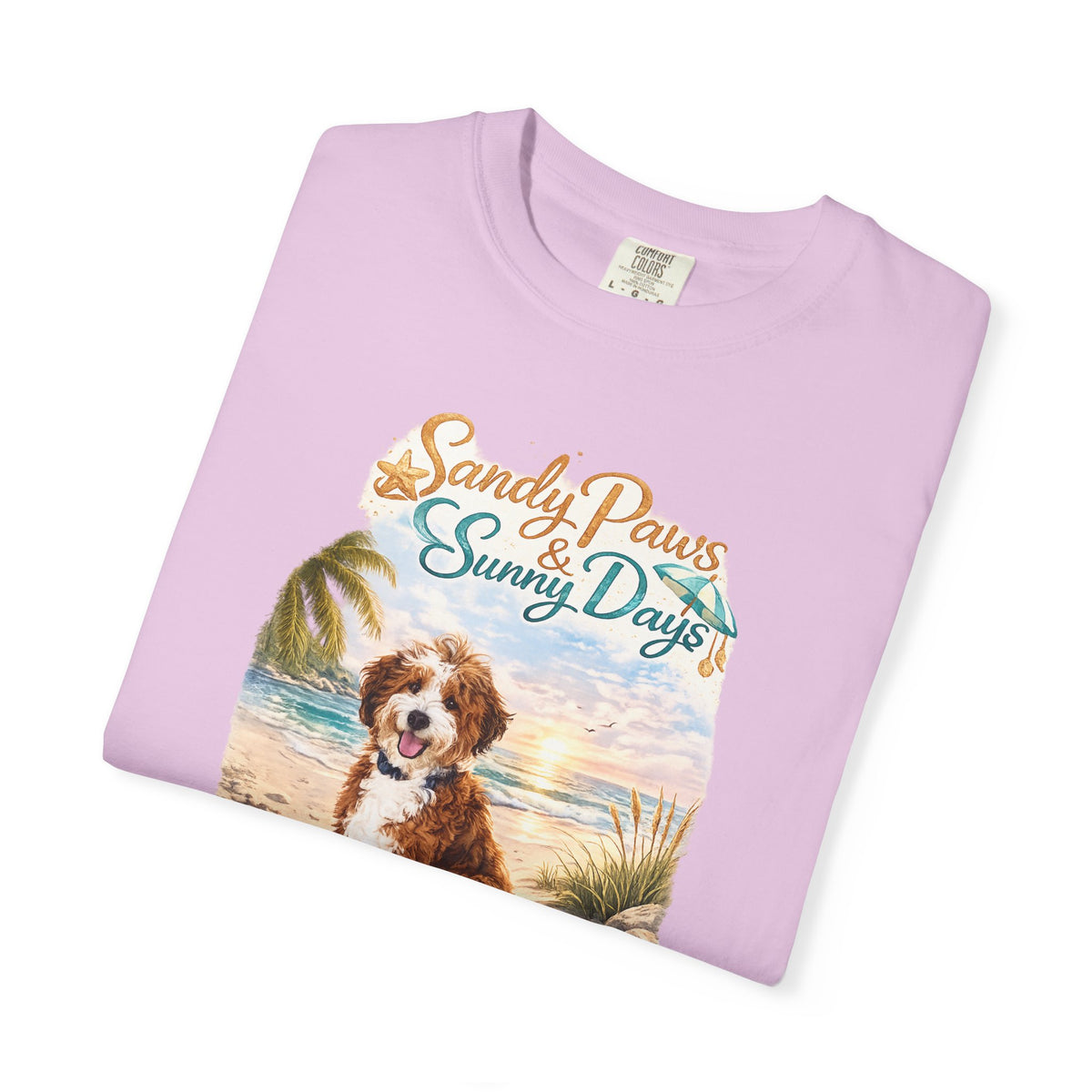 Sandy Paws Sunny Days T-Shirt — Unisex Comfort Colors Graphic Tee