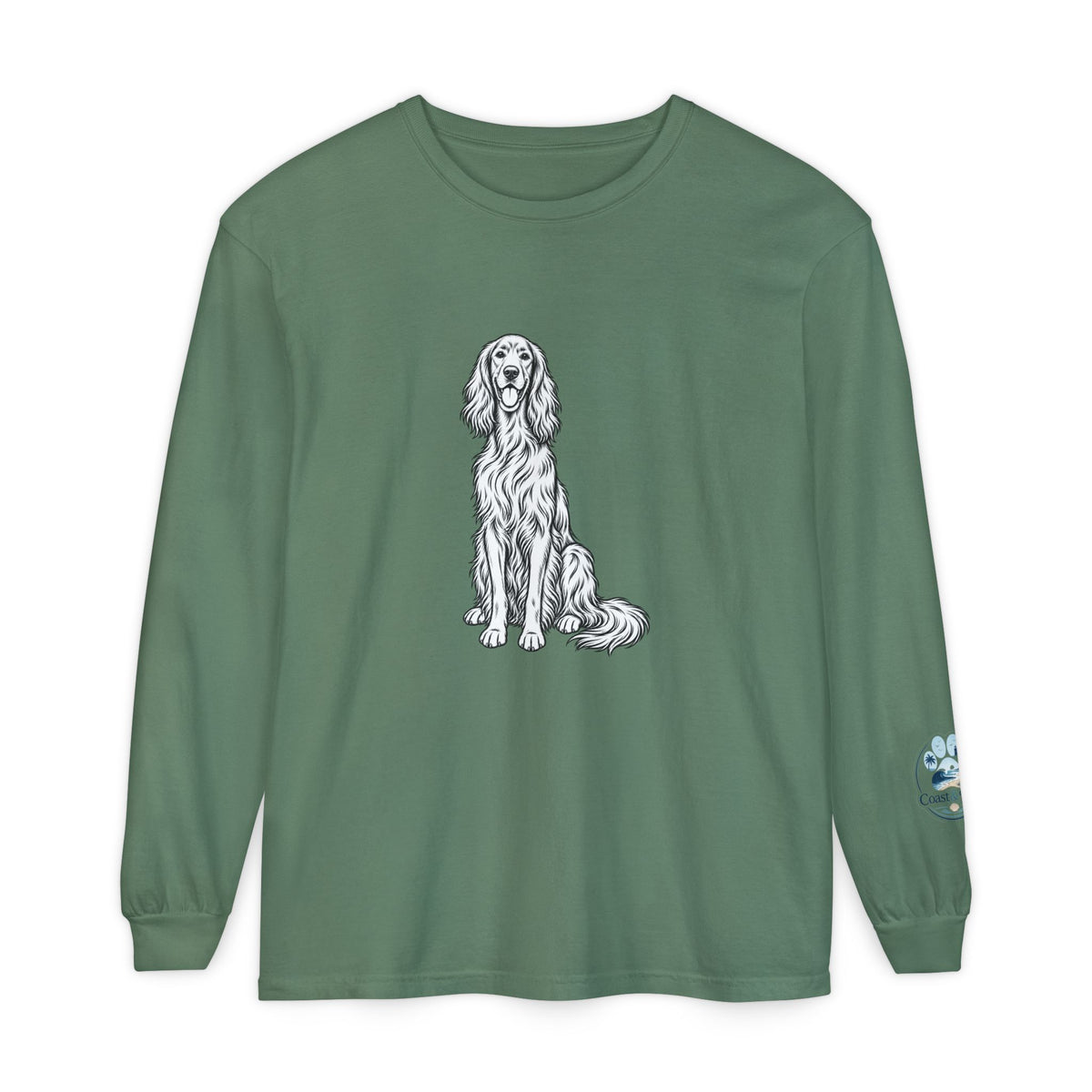Irish Setter Unisex Long-Sleeve Tee with Coast & Paws logo on sleeve
