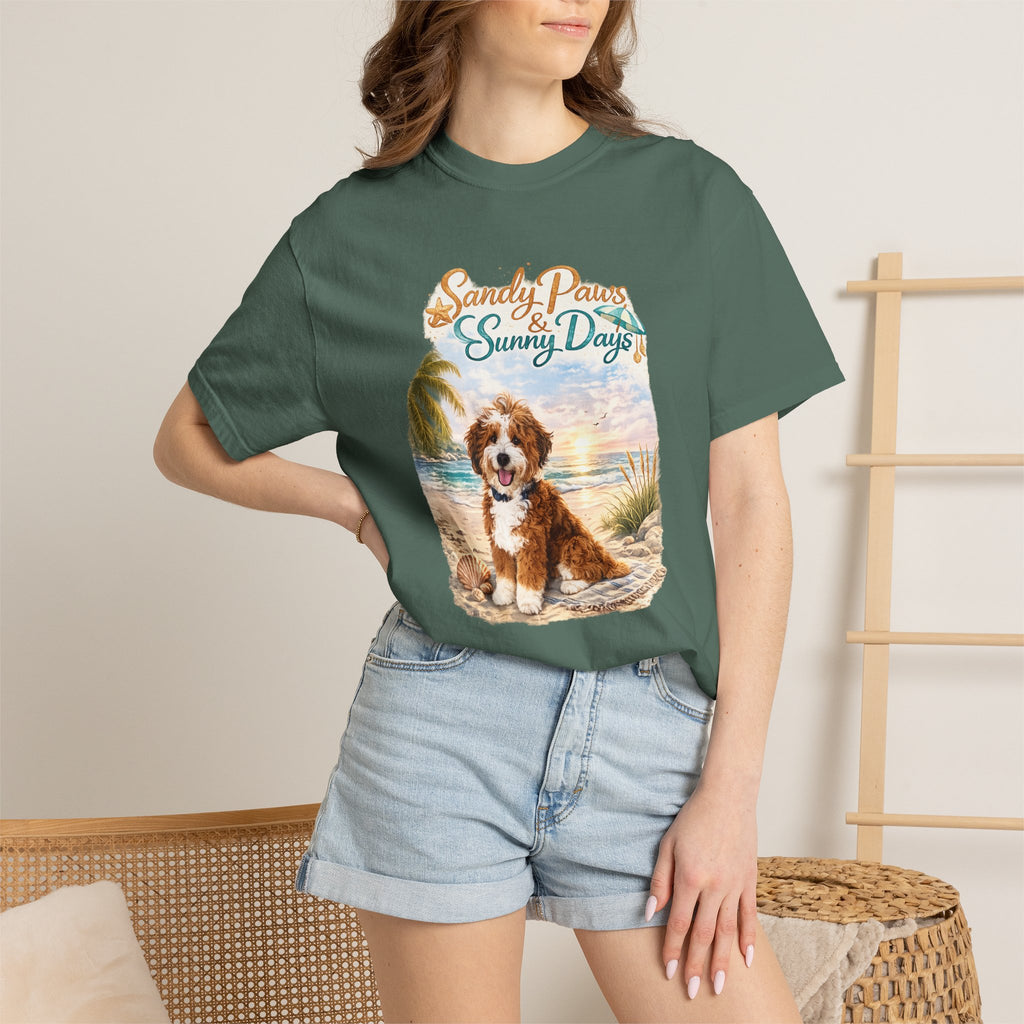 Sandy Paws Sunny Days T-Shirt — Unisex Comfort Colors Graphic Tee