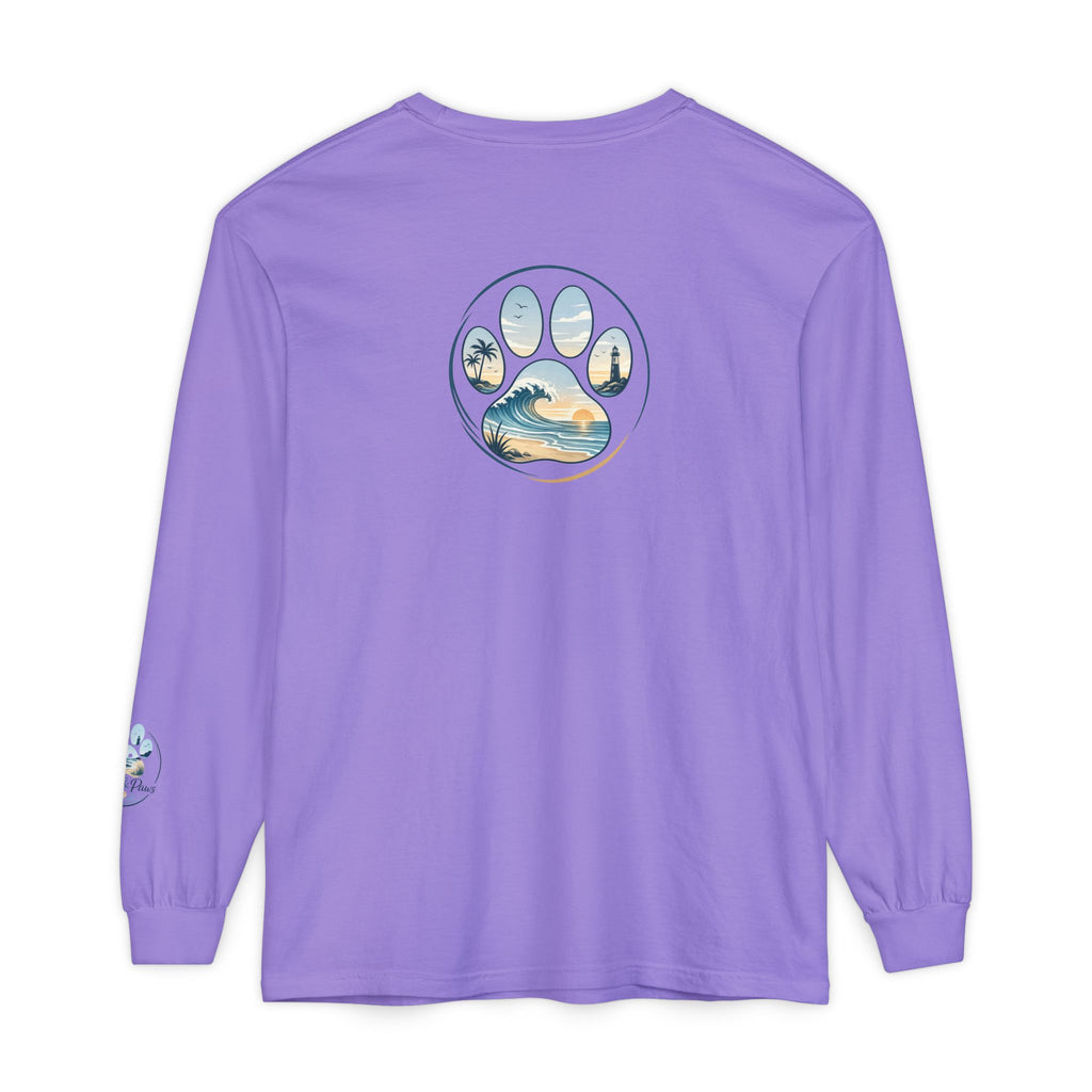 Coast & Paws Signature Soft Long Sleeve Tee — Coastal Paw Wave Graphic