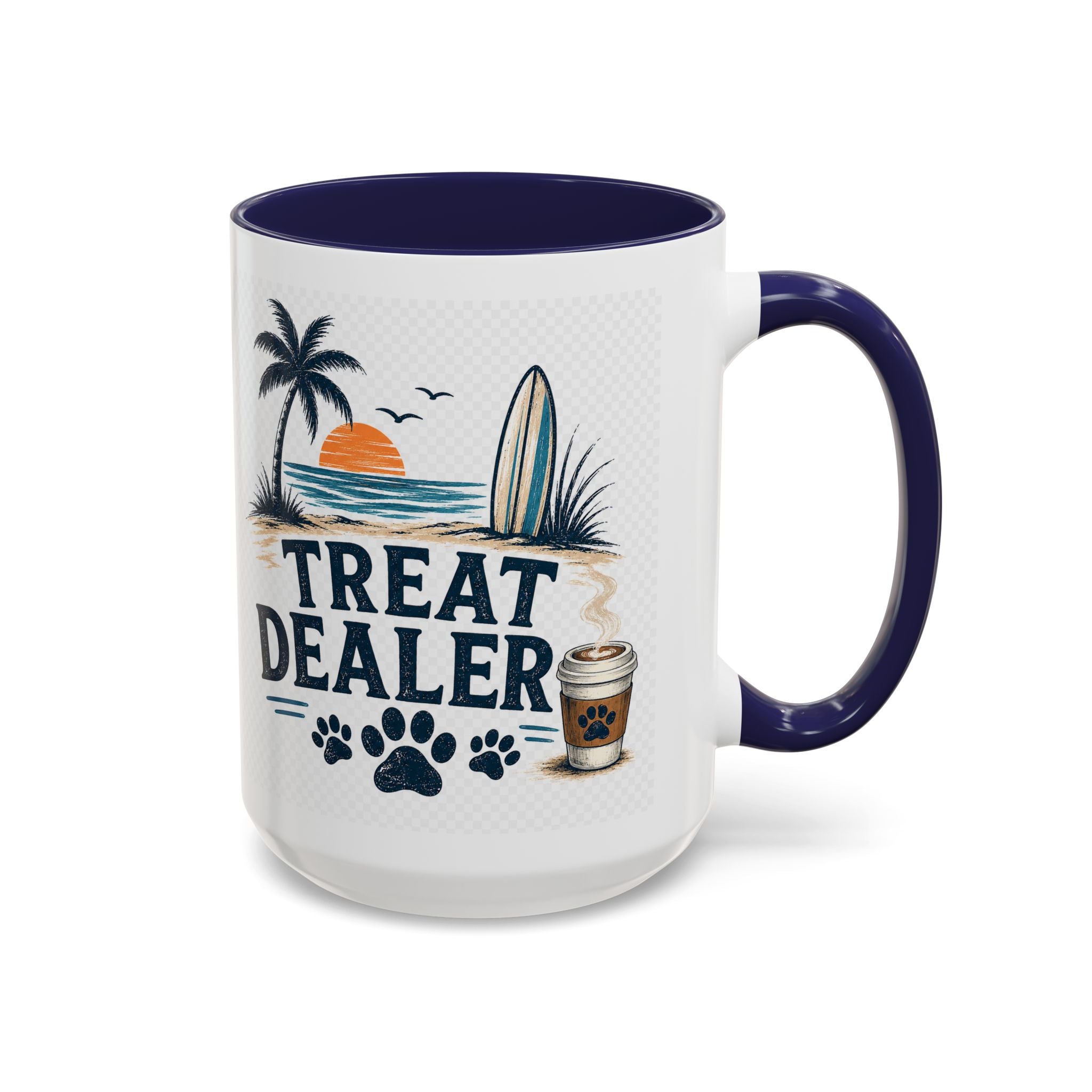 Treat Dealer Coffee Mug – Beach Paw Print Design (15oz)