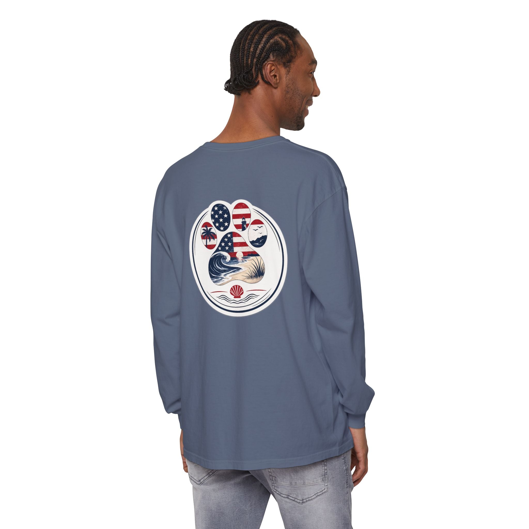 Patriotic Coast & Paws Signature Long Sleeve T‑Shirt