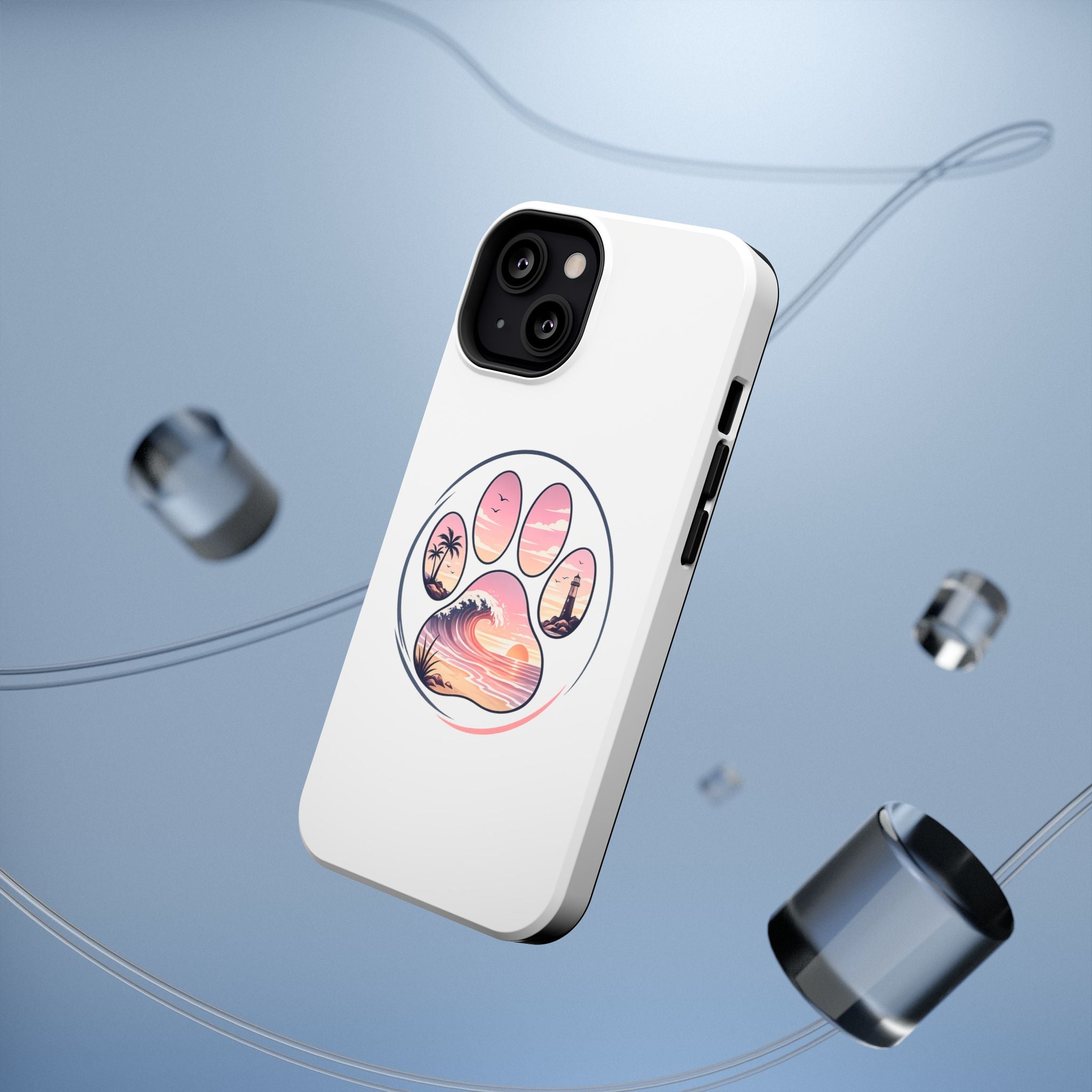 Beach Paw Phone Case — Impact-Resistant Tropical Paw Print iPhone Cover