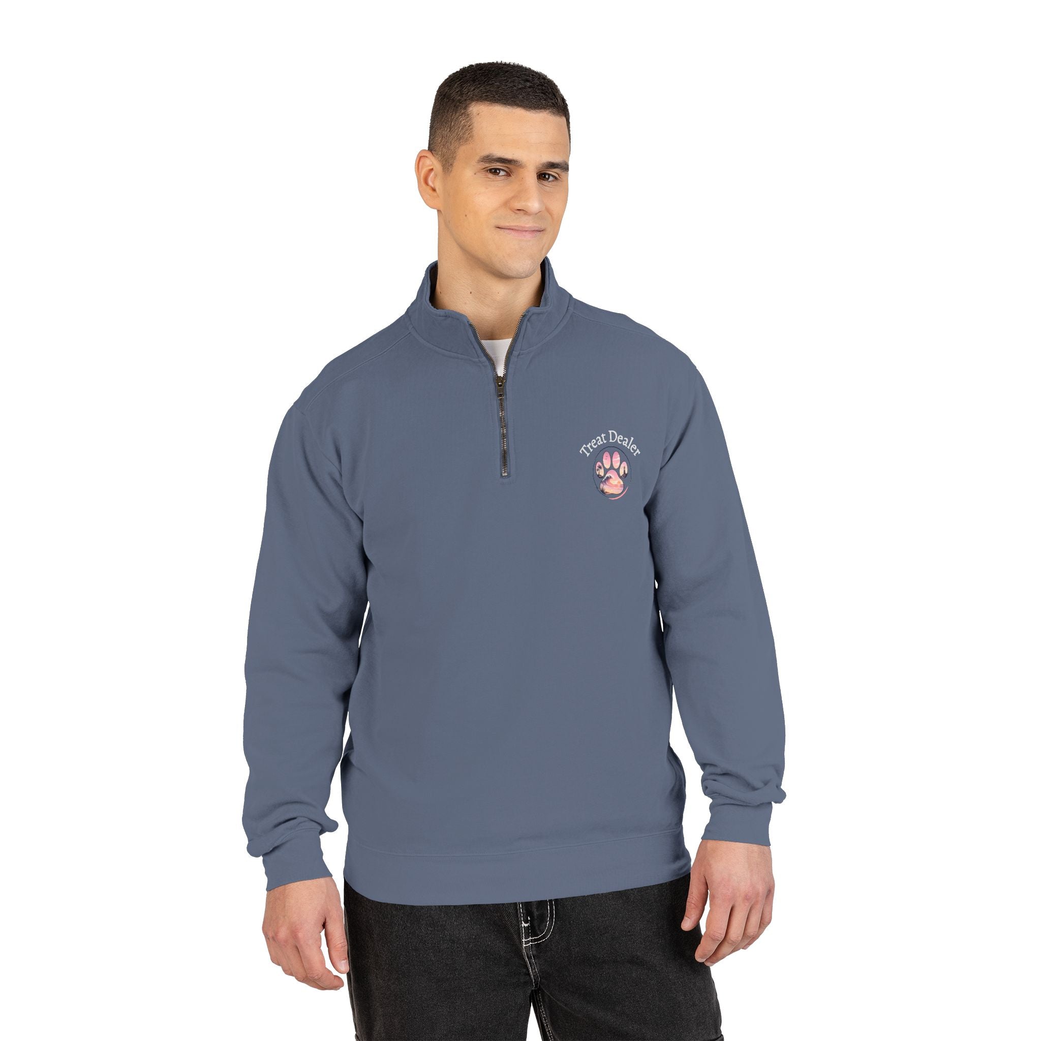Quarter-Zip Sweatshirt — "Treat Dealer" Paw