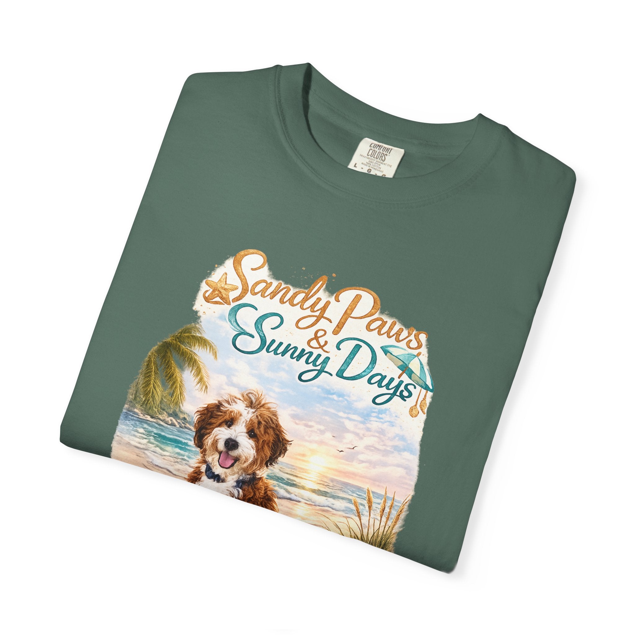 Sandy Paws Sunny Days T-Shirt — Unisex Comfort Colors Graphic Tee
