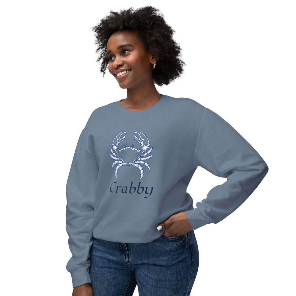 Crabby Blue Crab Sweatshirt — Coastal Nautical Crewneck