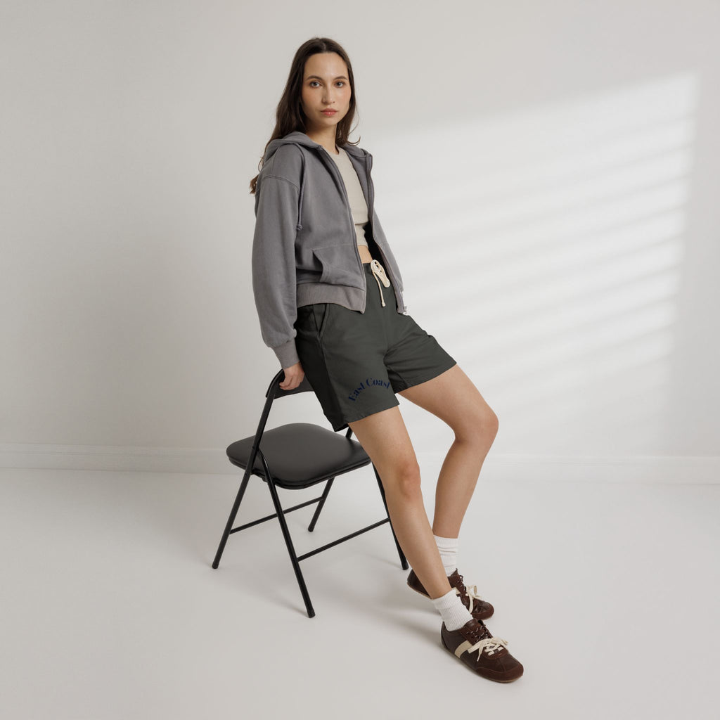 East Coast Graphic Sweat Shorts — Lightweight Garment-Dyed Fleece