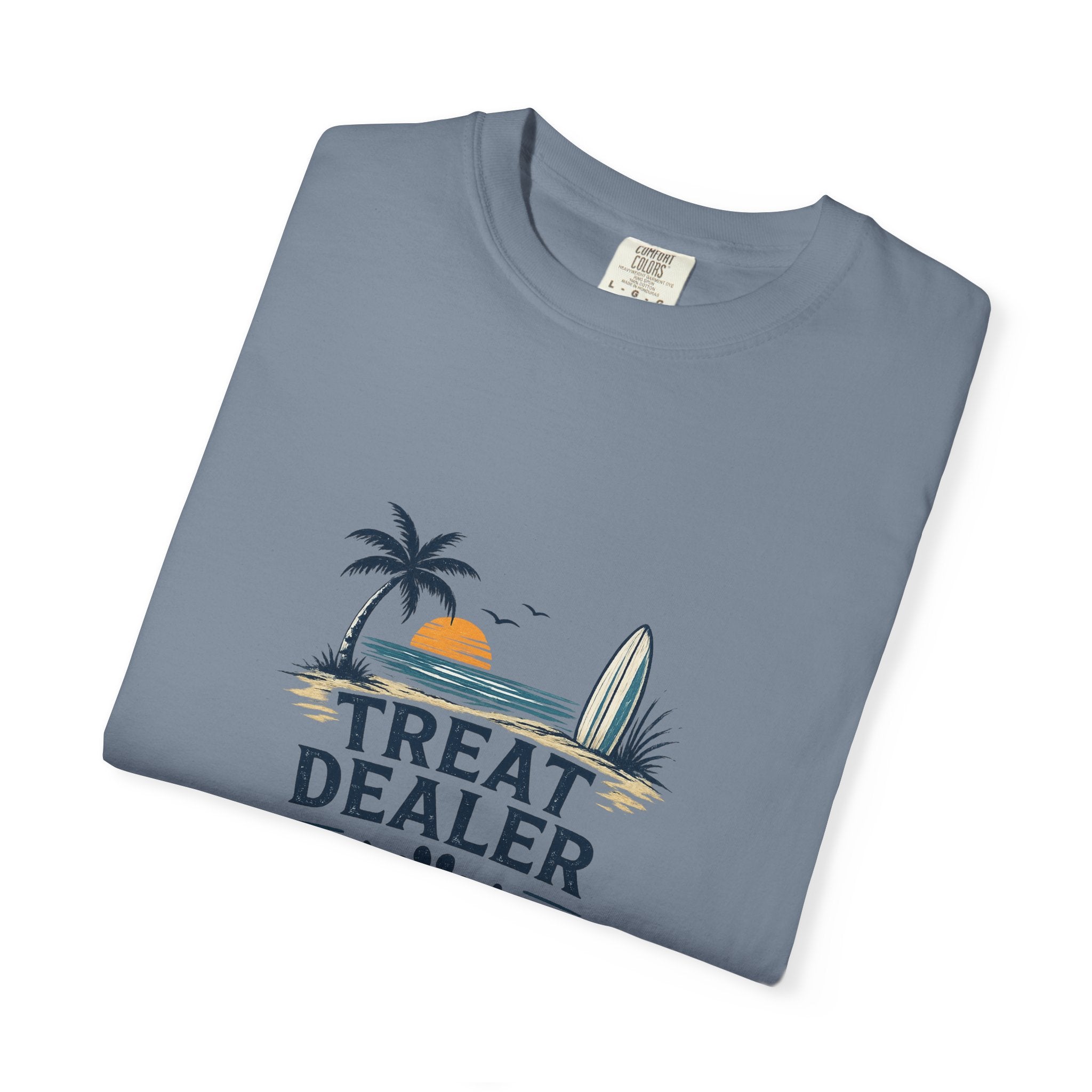 Treat Dealer Beach T-Shirt — Cute Dog Paw Surf Graphic