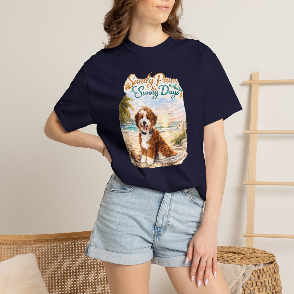 Sandy Paws Sunny Days T-Shirt — Unisex Comfort Colors Graphic Tee
