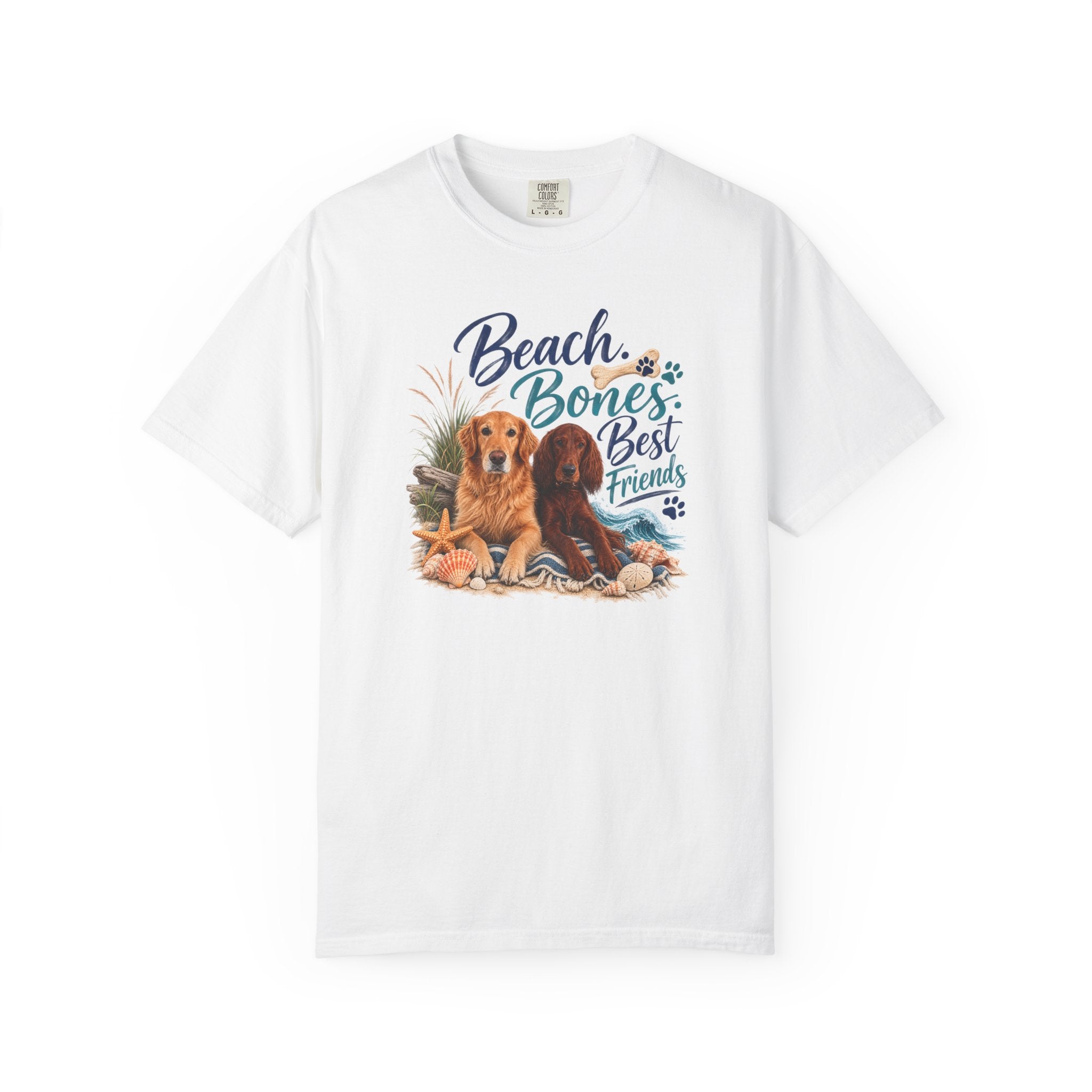 Beach Bones Best Friends Unisex Soft T-Shirt — Dog Lover Beach Tee