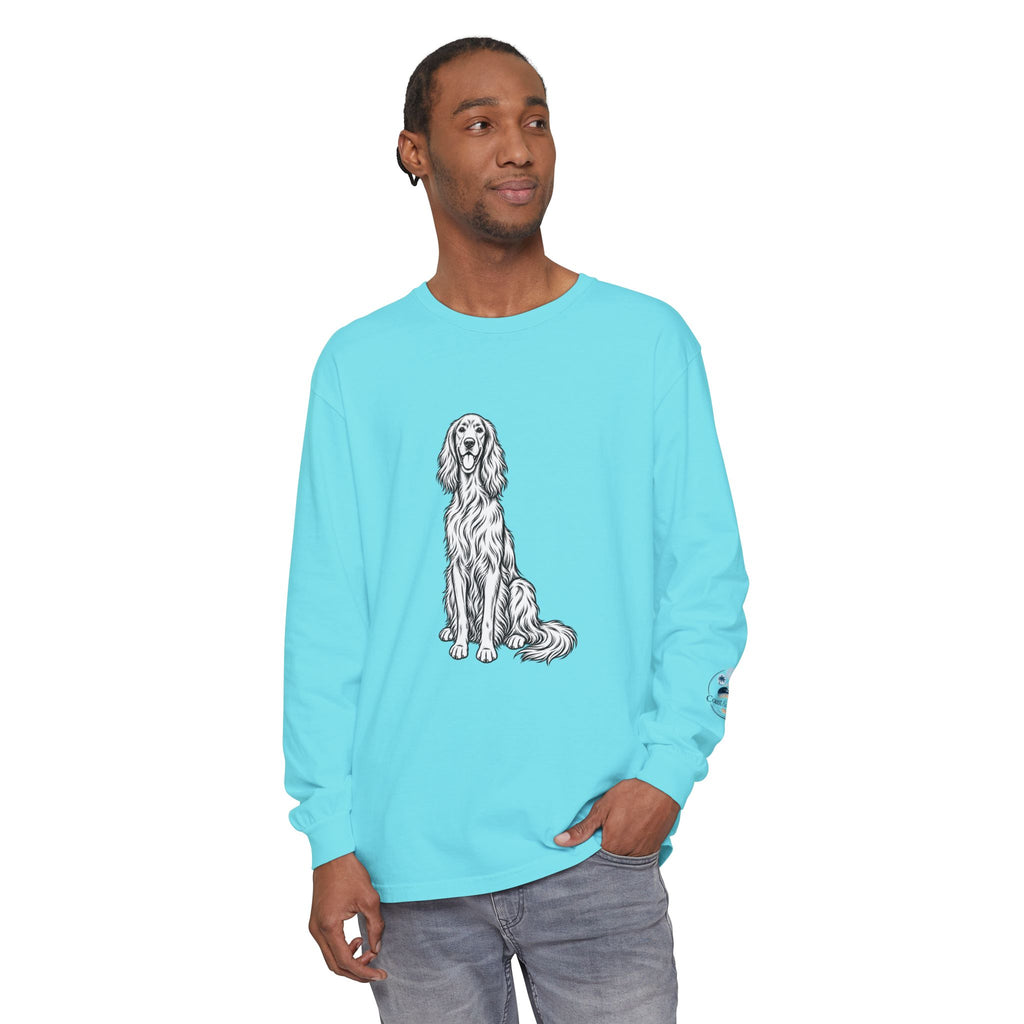 Irish Setter Unisex Long-Sleeve Tee with Coast & Paws logo on sleeve