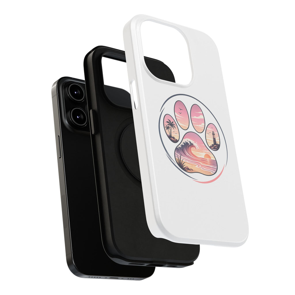 Beach Paw Phone Case — Impact-Resistant Tropical Paw Print iPhone Cover
