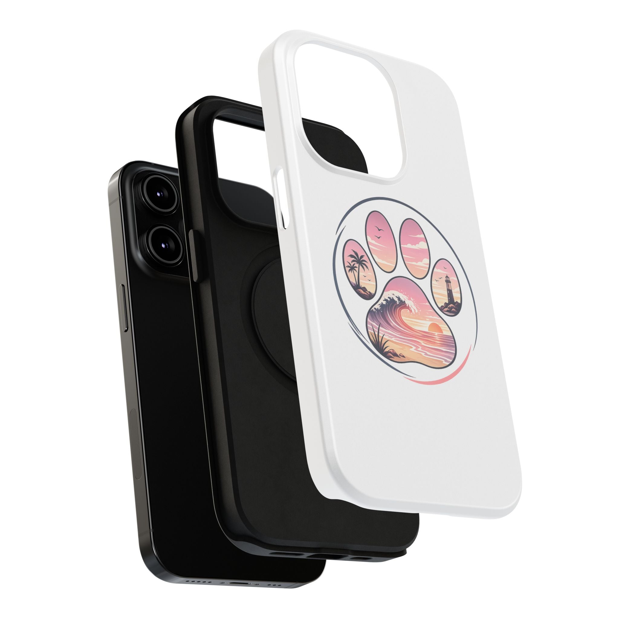 Beach Paw Phone Case — Impact-Resistant Tropical Paw Print iPhone Cover