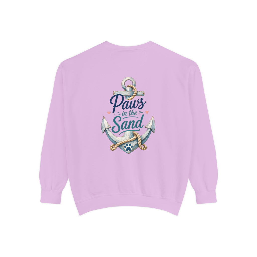 Paws in the Sand Sweatshirt | Anchor Paw Print Nautical Beach Design
