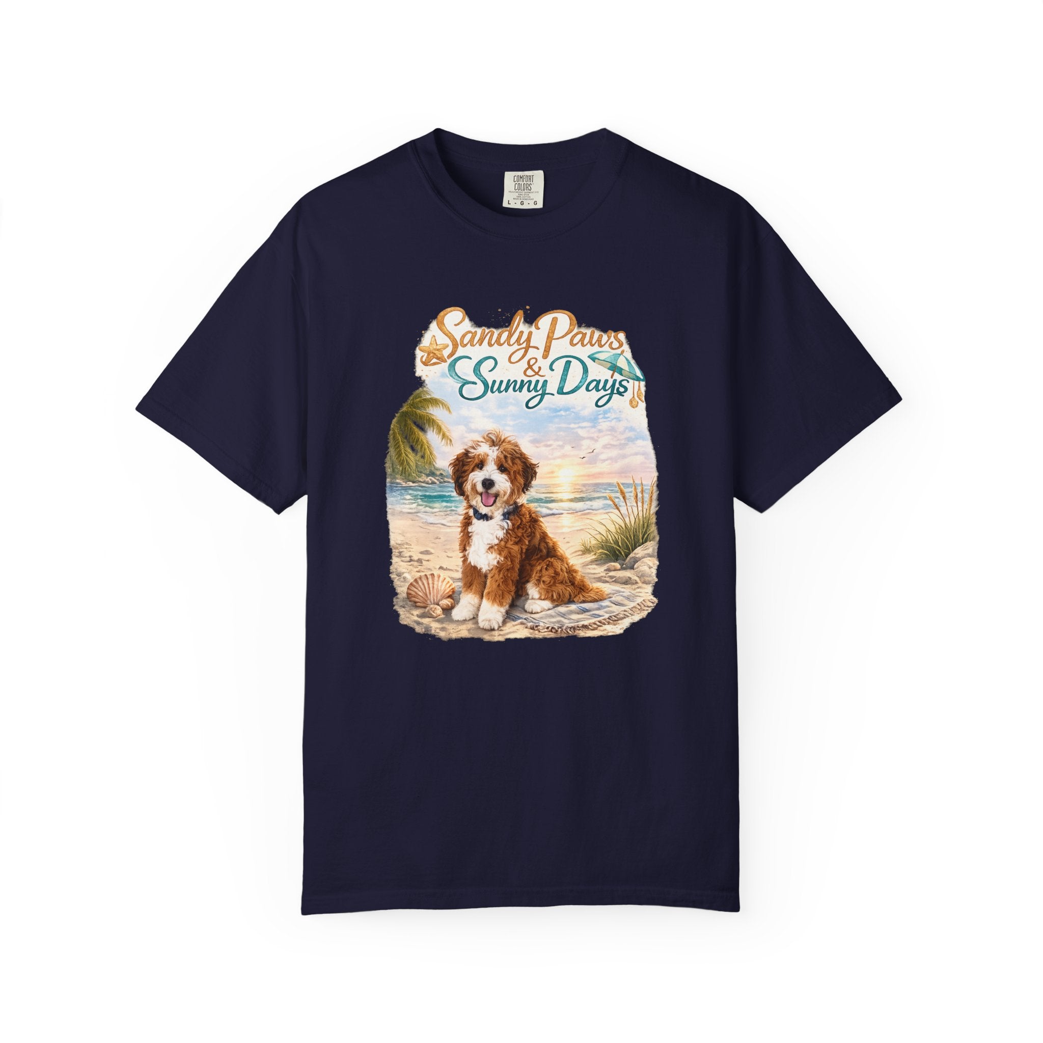 Sandy Paws Sunny Days T-Shirt — Unisex Comfort Colors Graphic Tee