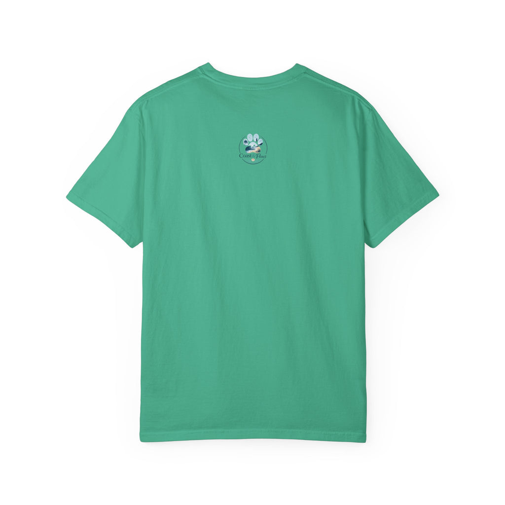 Ocean Paw Surf T-Shirt — Beach Sunset Paw Print Tee