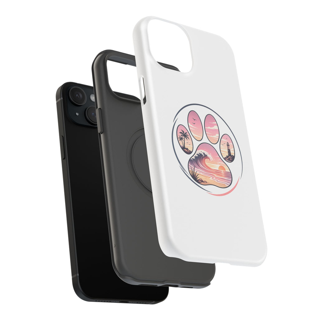 Beach Paw Phone Case — Impact-Resistant Tropical Paw Print iPhone Cover