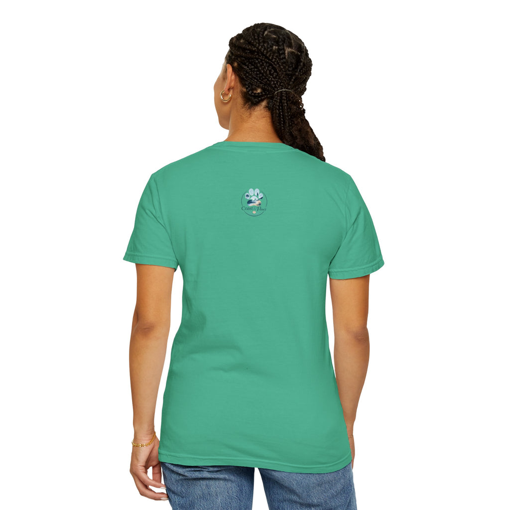 Ocean Paw Surf T-Shirt — Beach Sunset Paw Print Tee