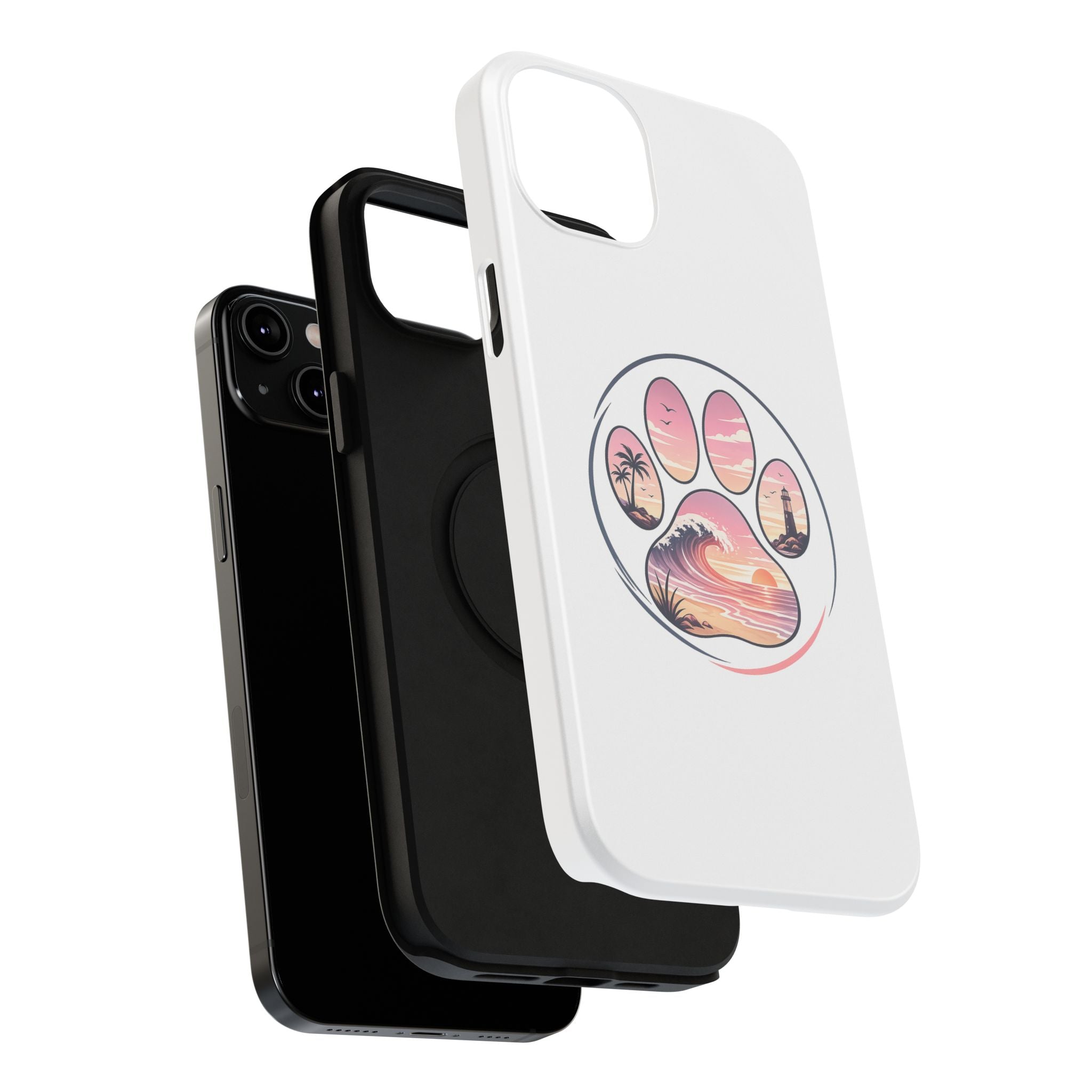Beach Paw Phone Case — Impact-Resistant Tropical Paw Print iPhone Cover