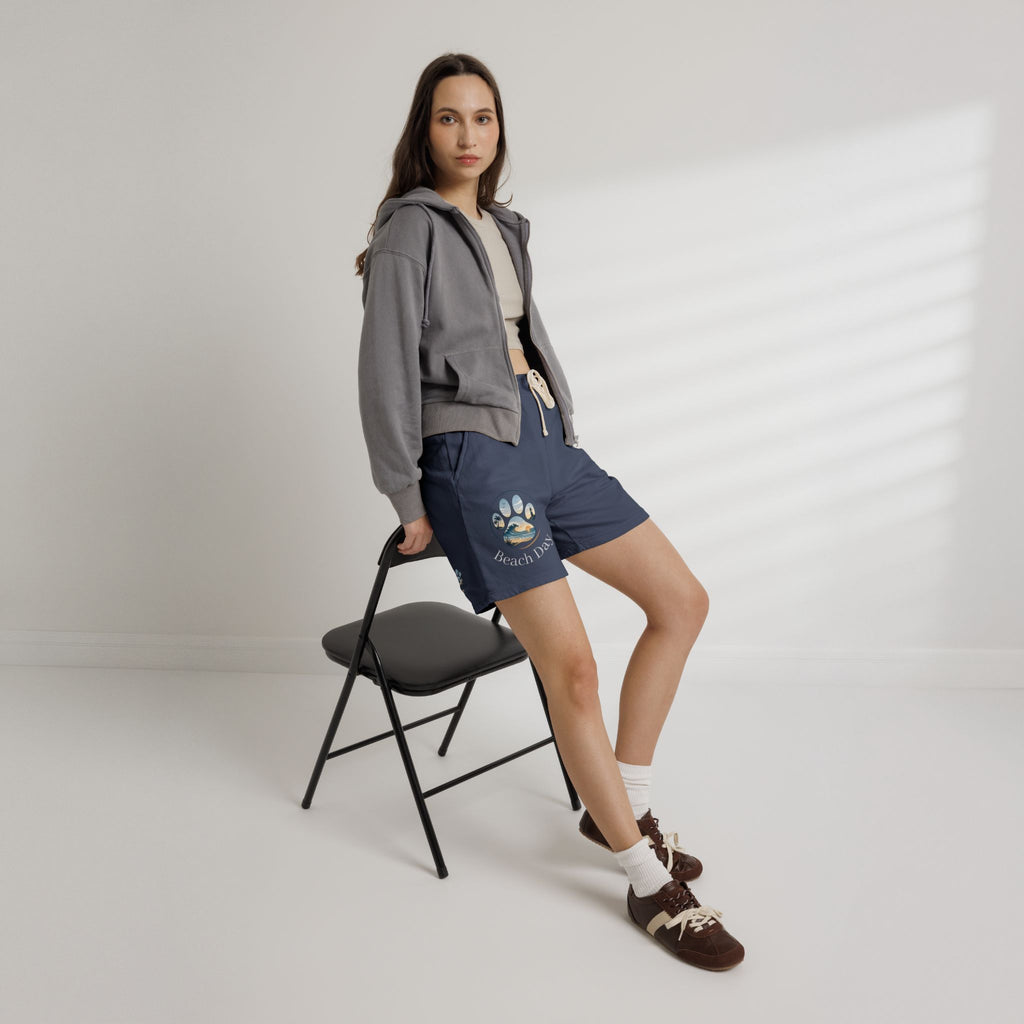 Beach Days Paw-Print Sweat Shorts — Lightweight Fleece Summer Lounge Shorts