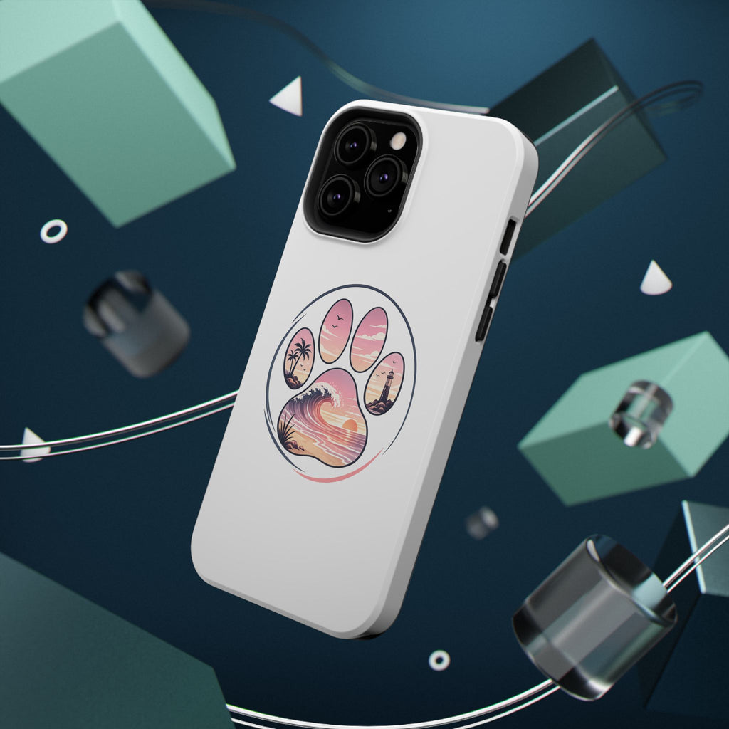 Beach Paw Phone Case — Impact-Resistant Tropical Paw Print iPhone Cover