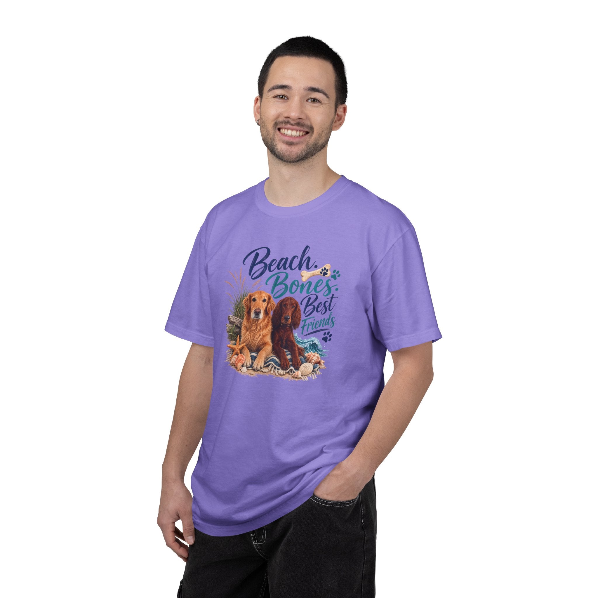 Beach Bones Best Friends Unisex Soft T-Shirt — Dog Lover Beach Tee