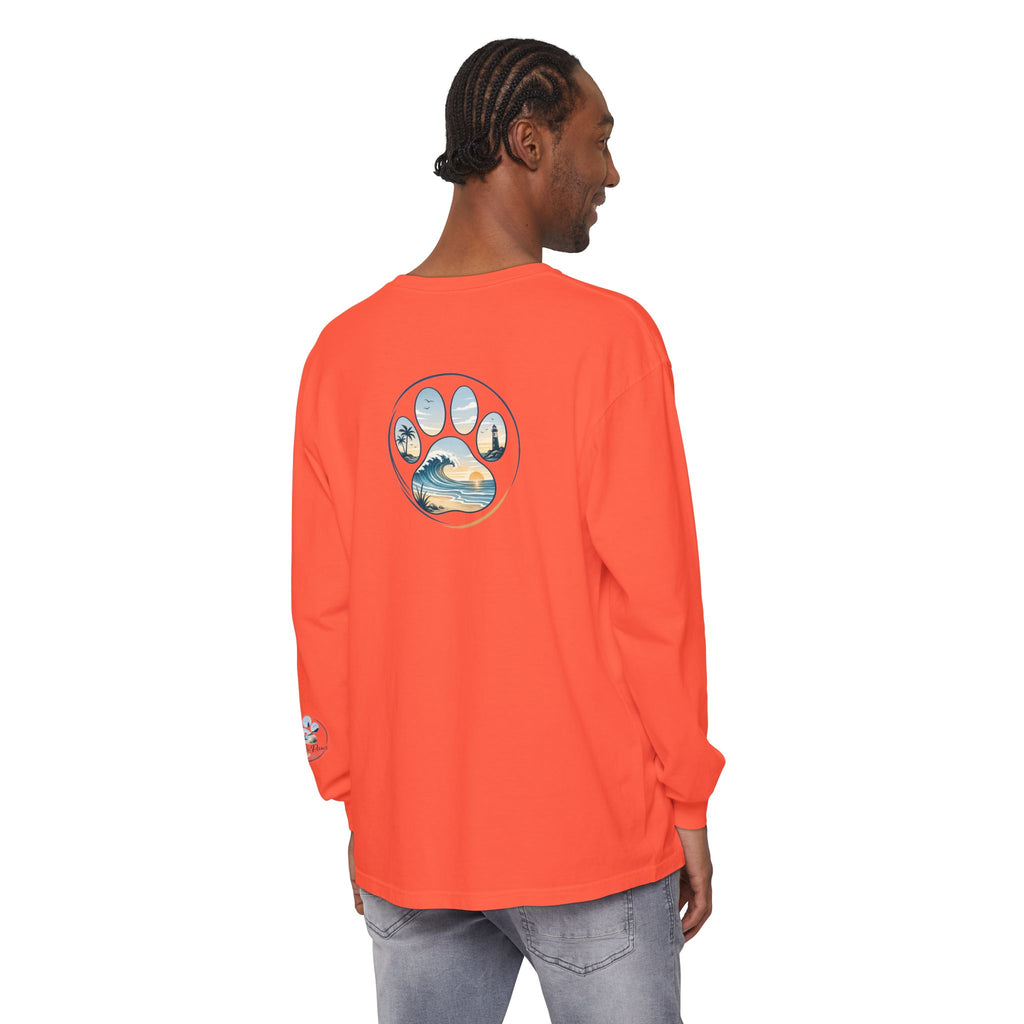 Coast & Paws Signature Soft Long Sleeve Tee — Coastal Paw Wave Graphic