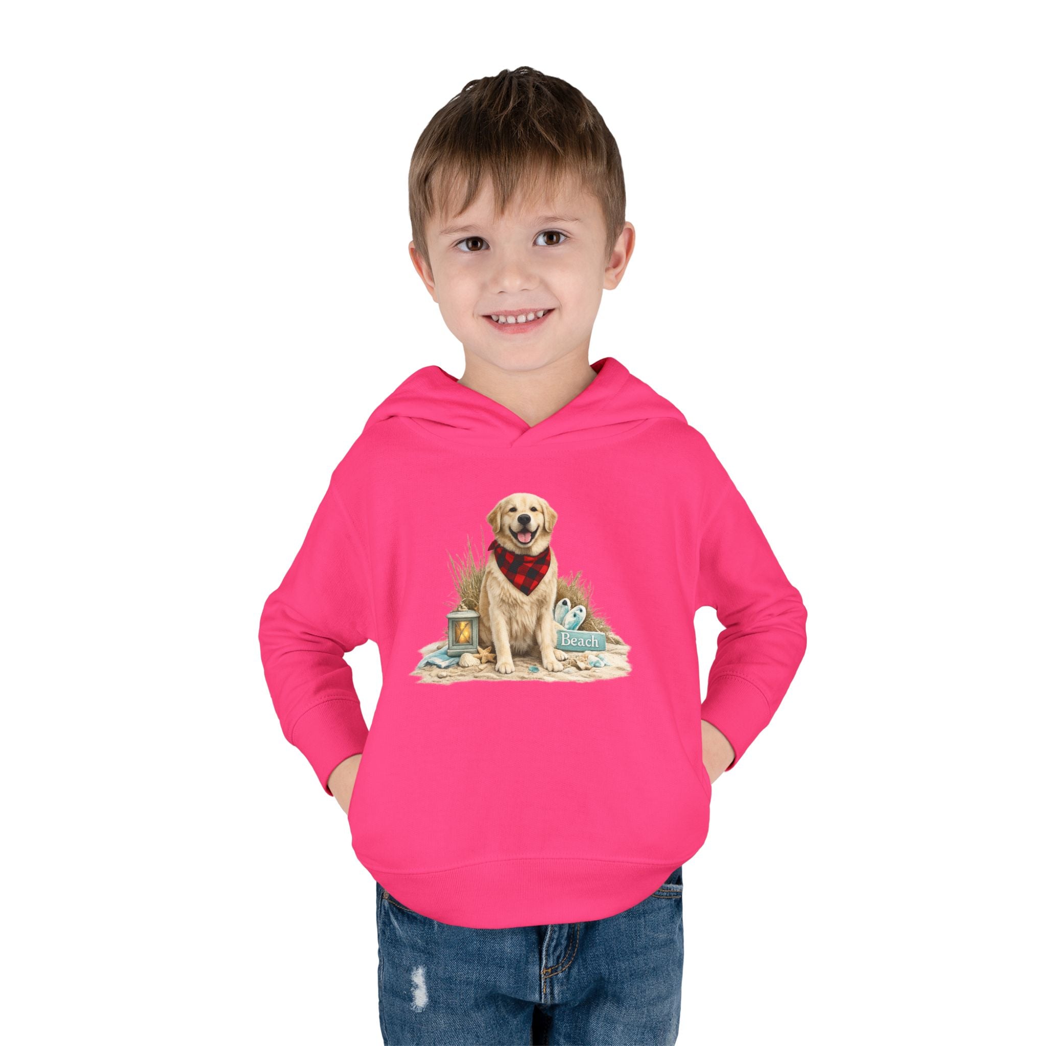 Toddler Hoodie — Golden Retriever with Bandana Graphic